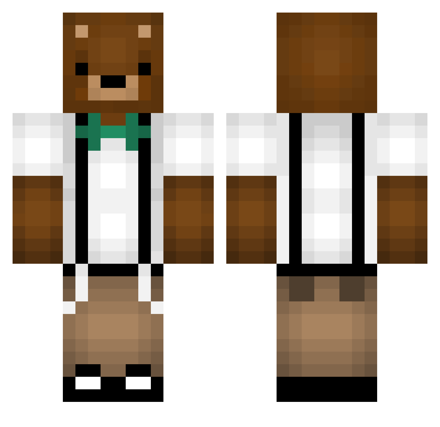 Zapatinu Minecraft skin, front and back view