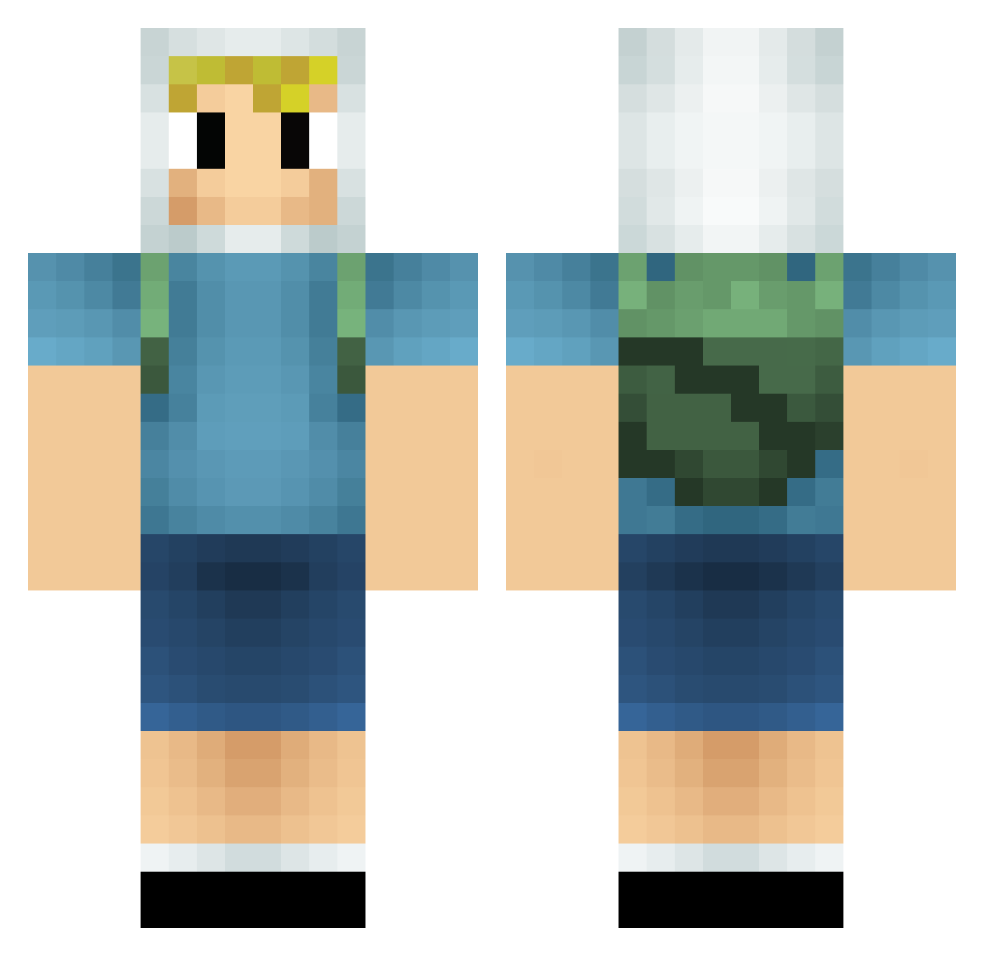 BlackBenjaG Minecraft skin, front and back view