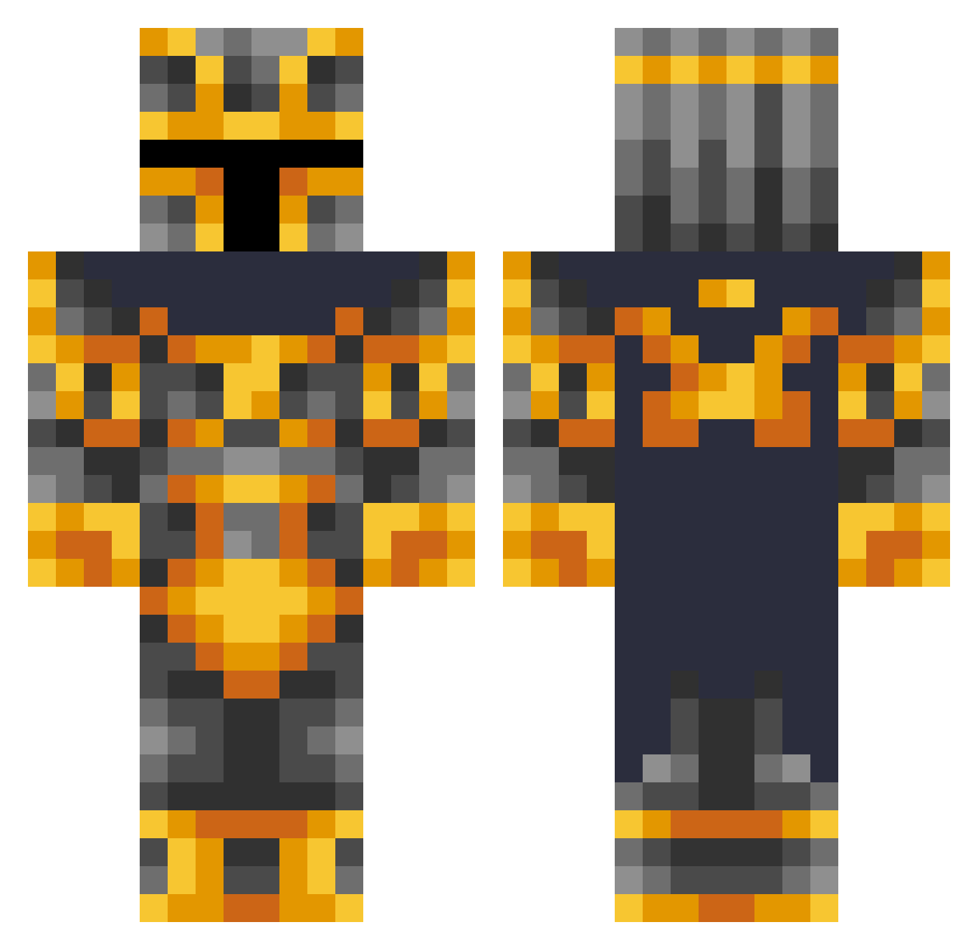 GoldenKnight Minecraft skin, front and back view