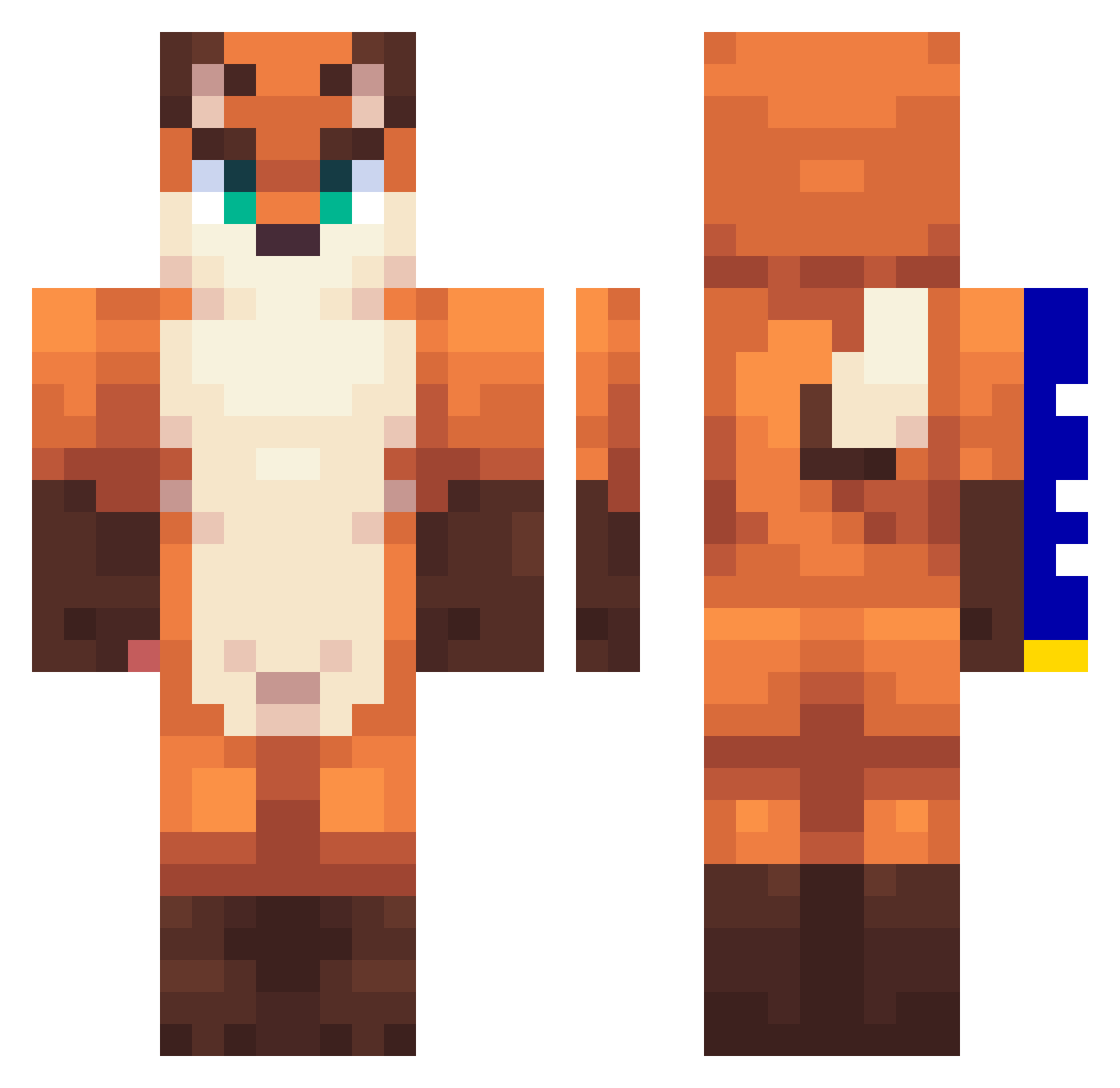 Tabakawaa Minecraft skin, front and back view