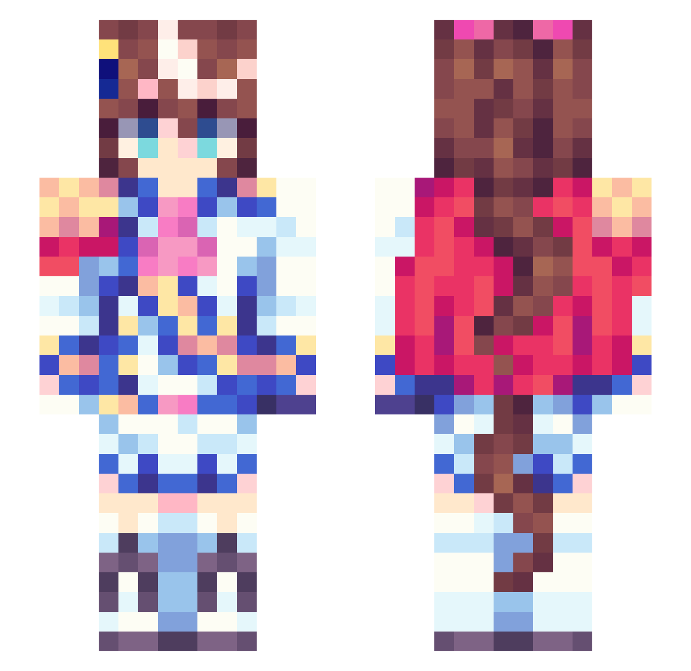 seb0x Minecraft skin, front and back view