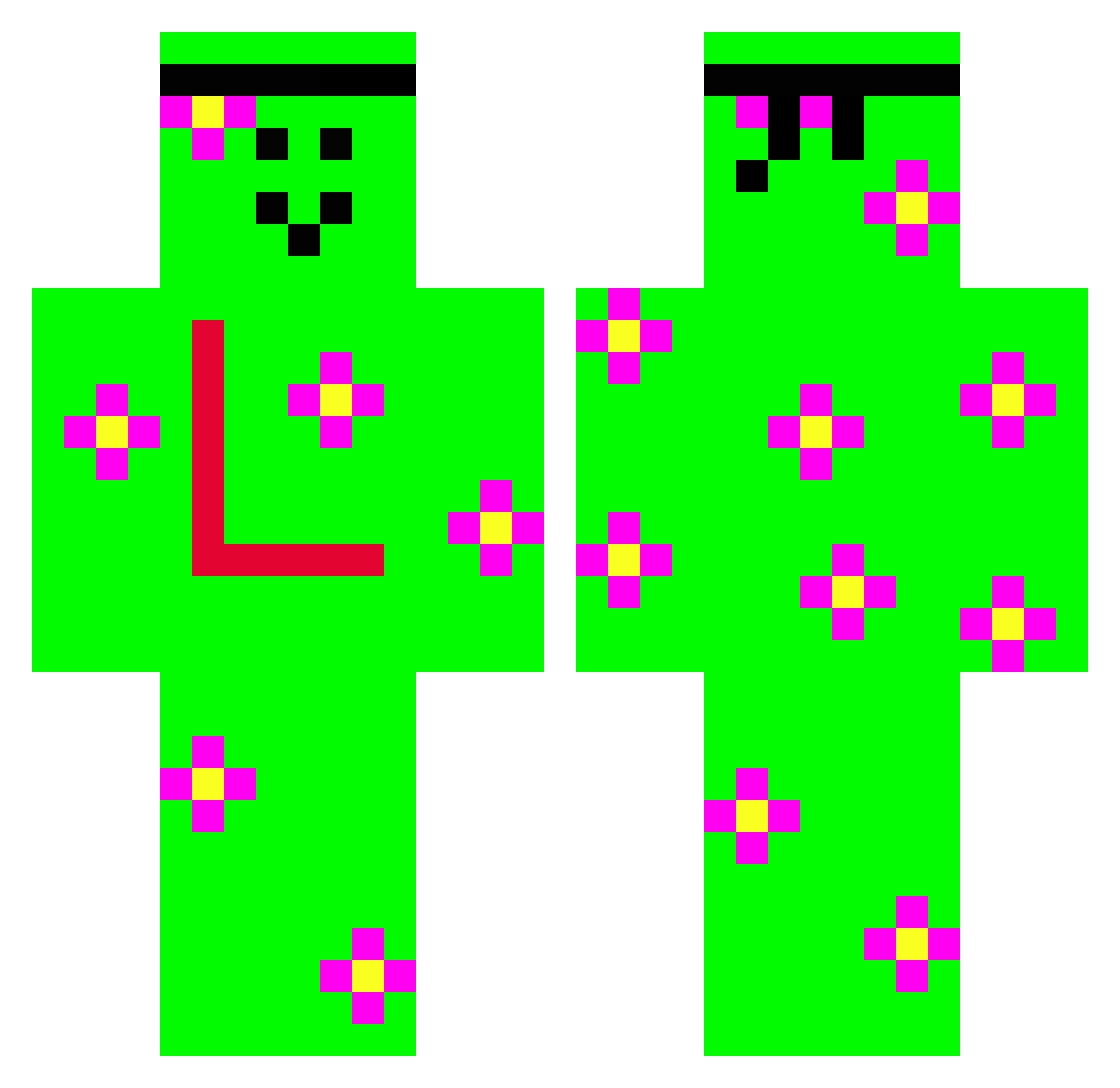 Techno_Music Minecraft skin, front and back view