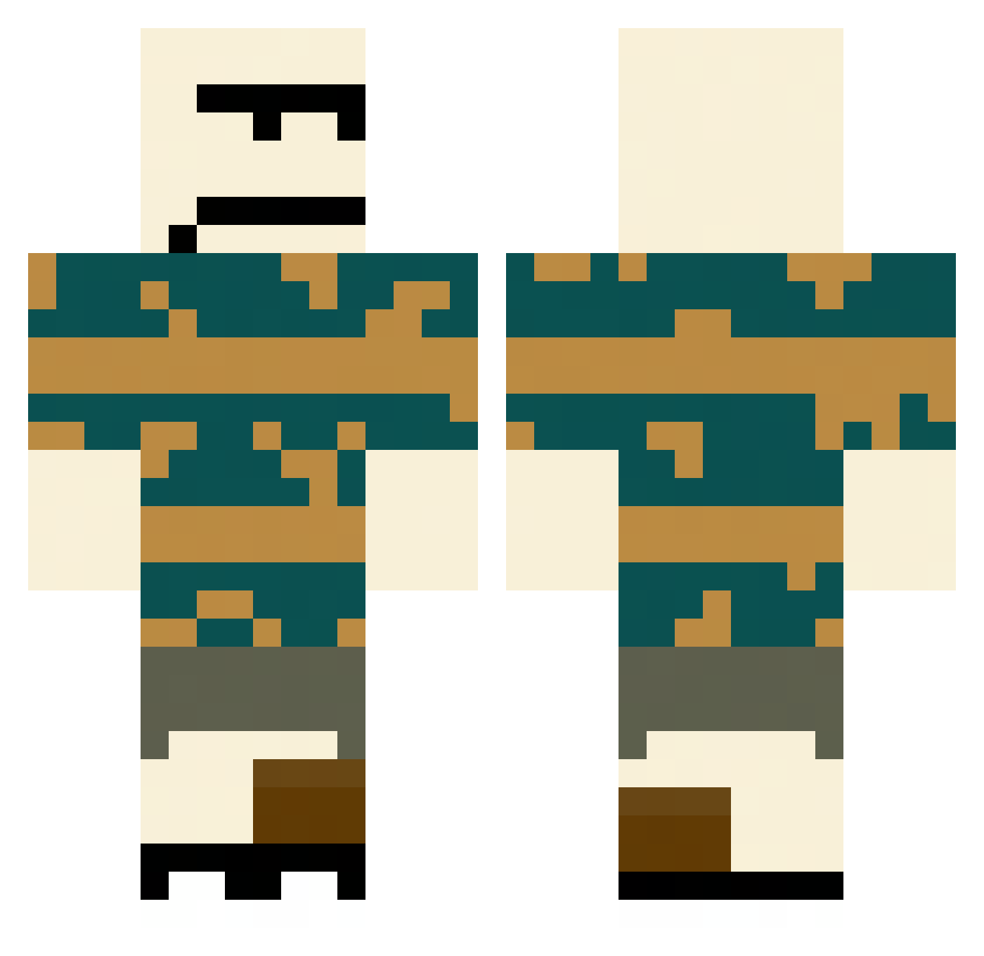 Inoshii042 Minecraft skin, front and back view
