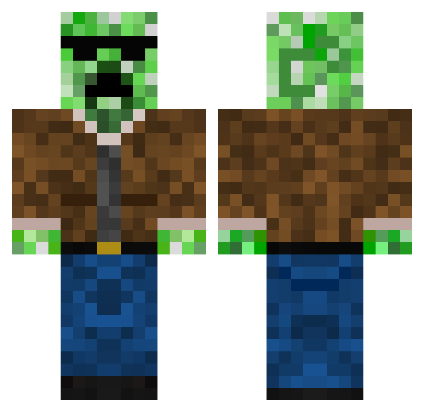 zttzYT Minecraft skin, front and back view