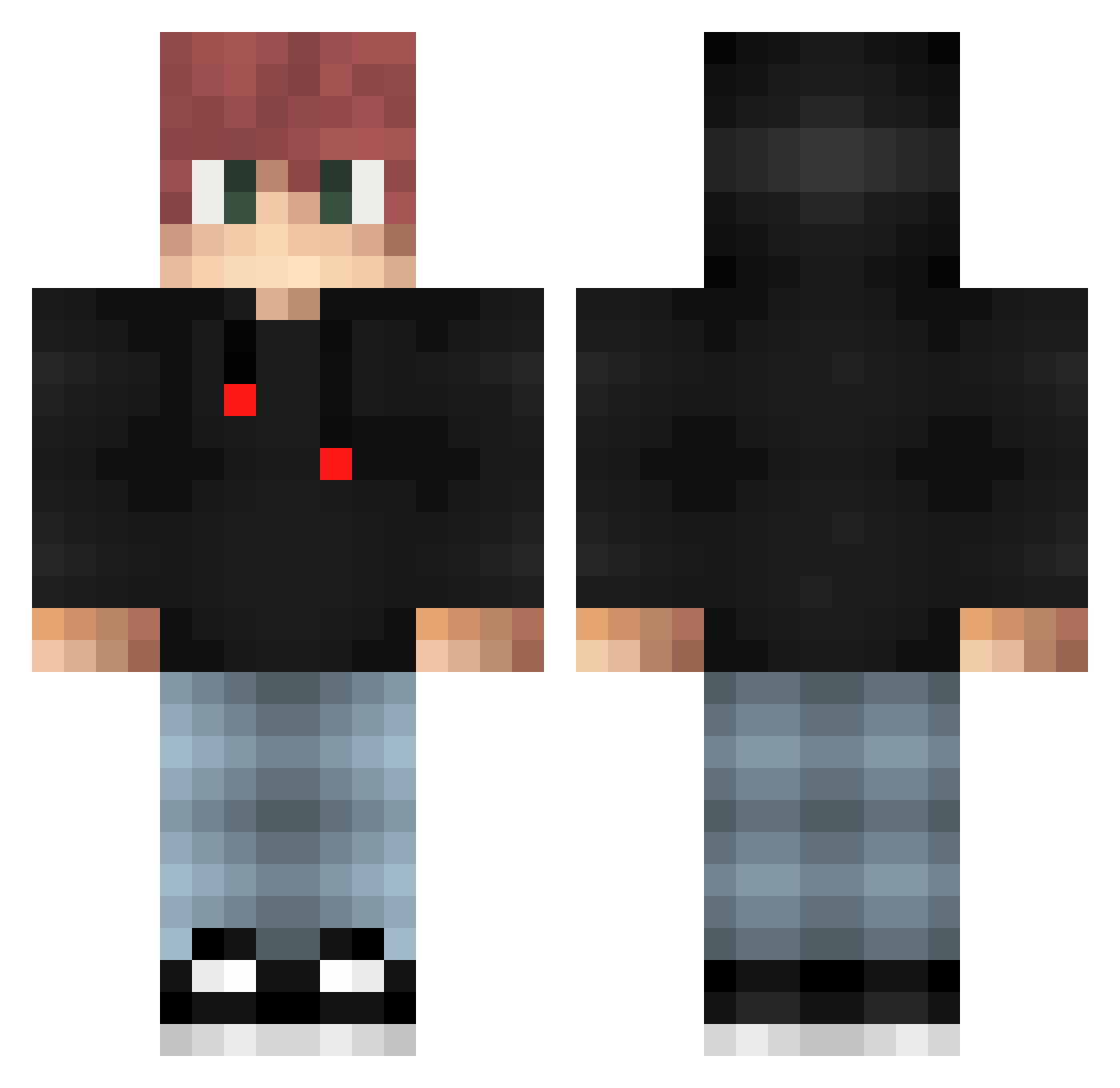 Redwood Minecraft skin, front and back view