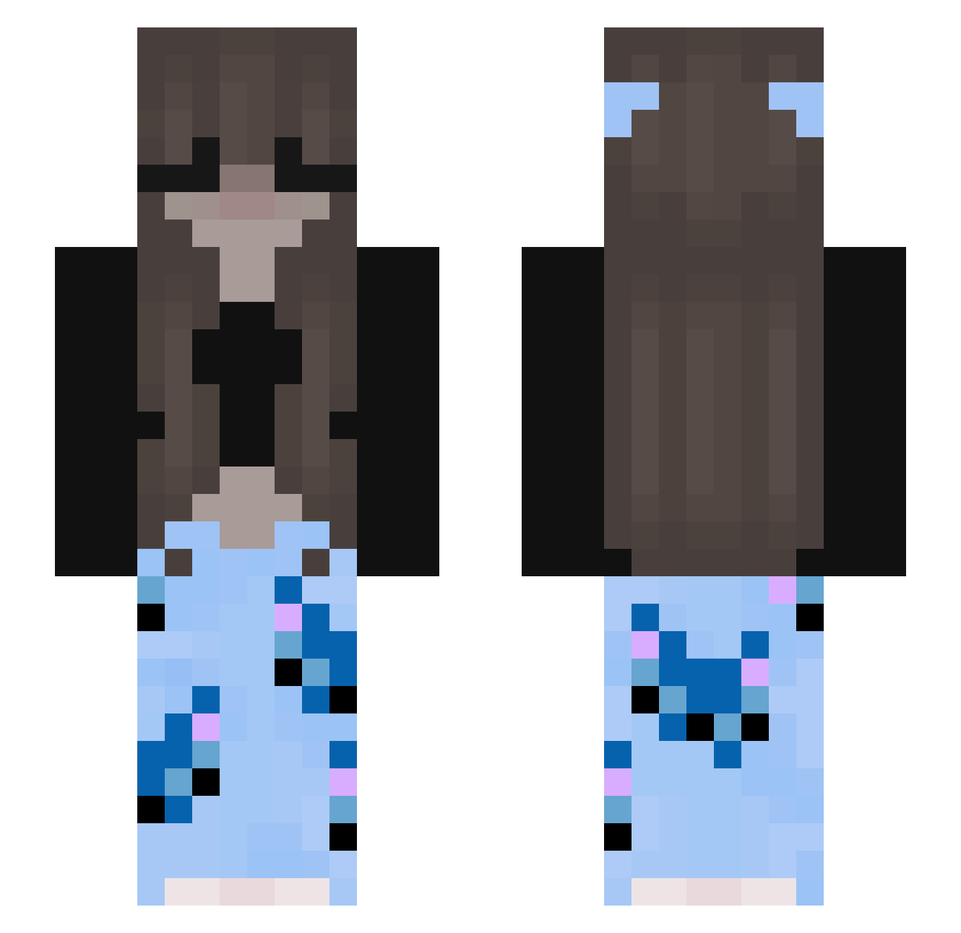 Unknownraccoon Minecraft skin, front and back view