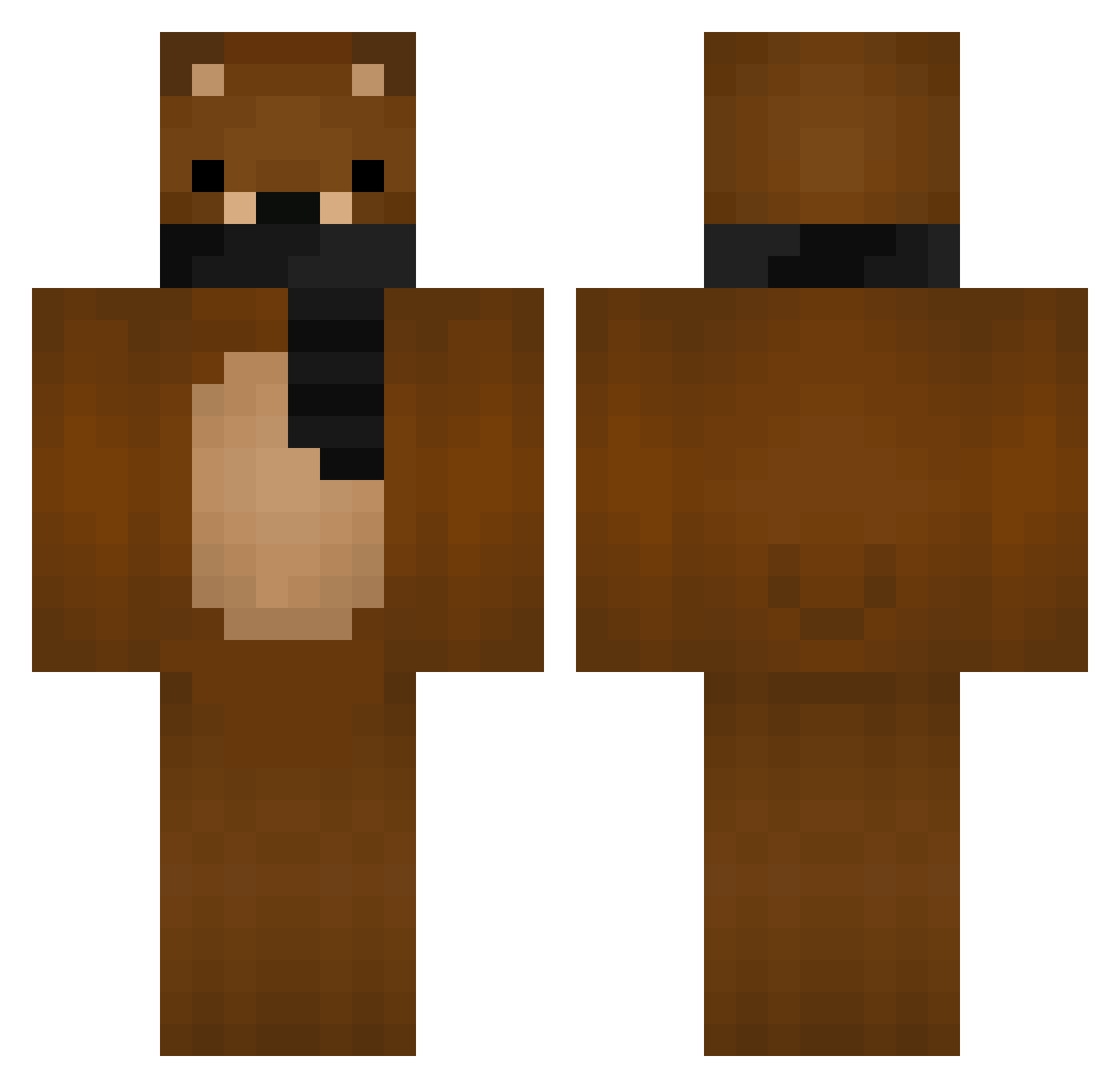 Rhymings Minecraft skin, front and back view