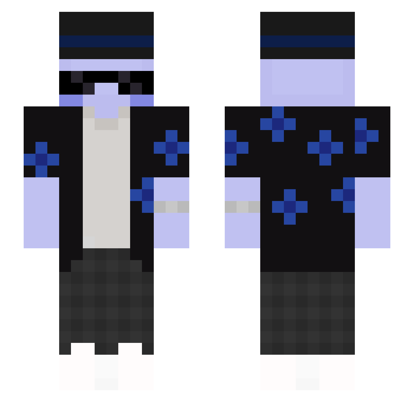snowbariz Minecraft skin, front and back view