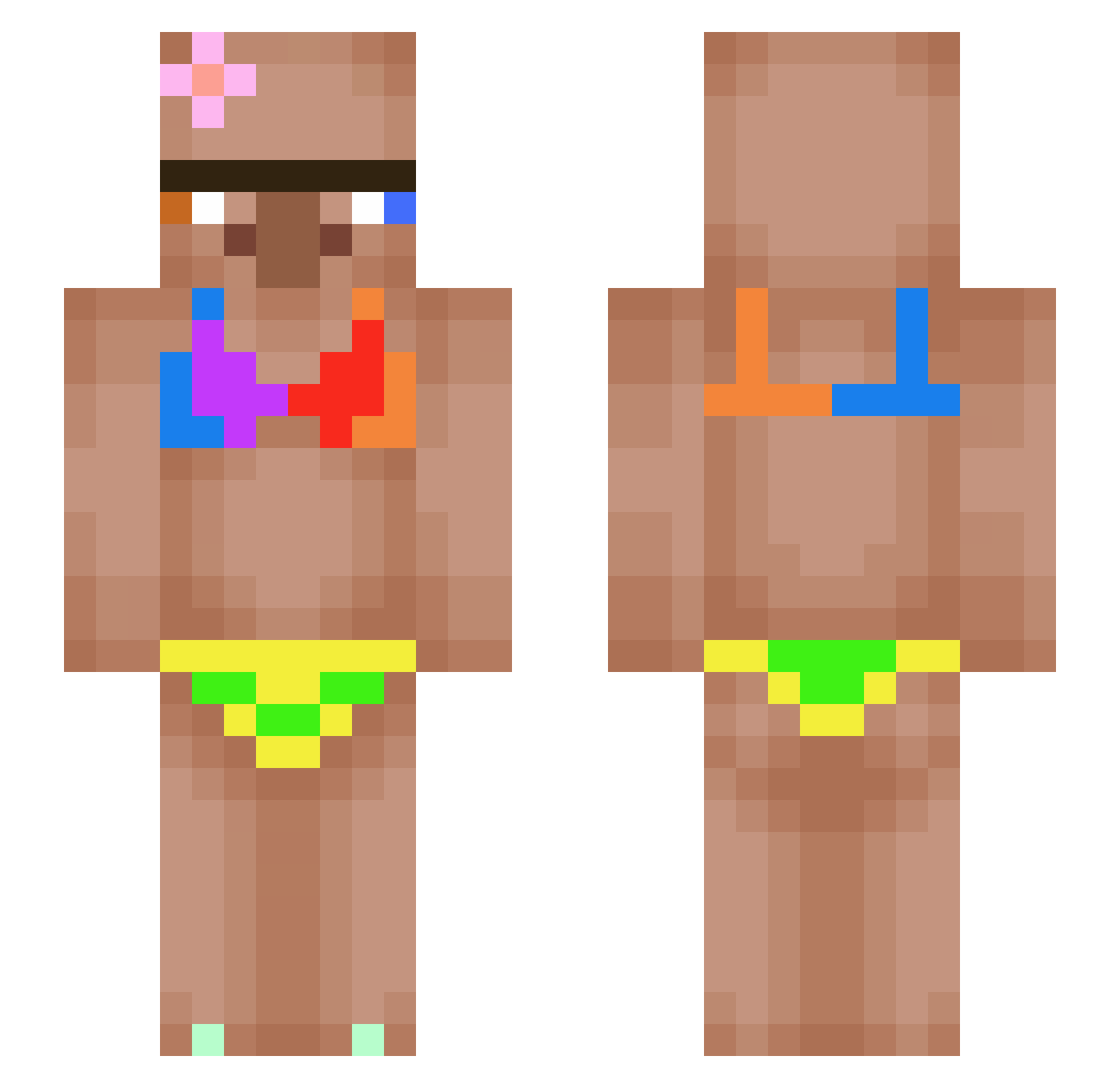 vLuis Minecraft skin, front and back view