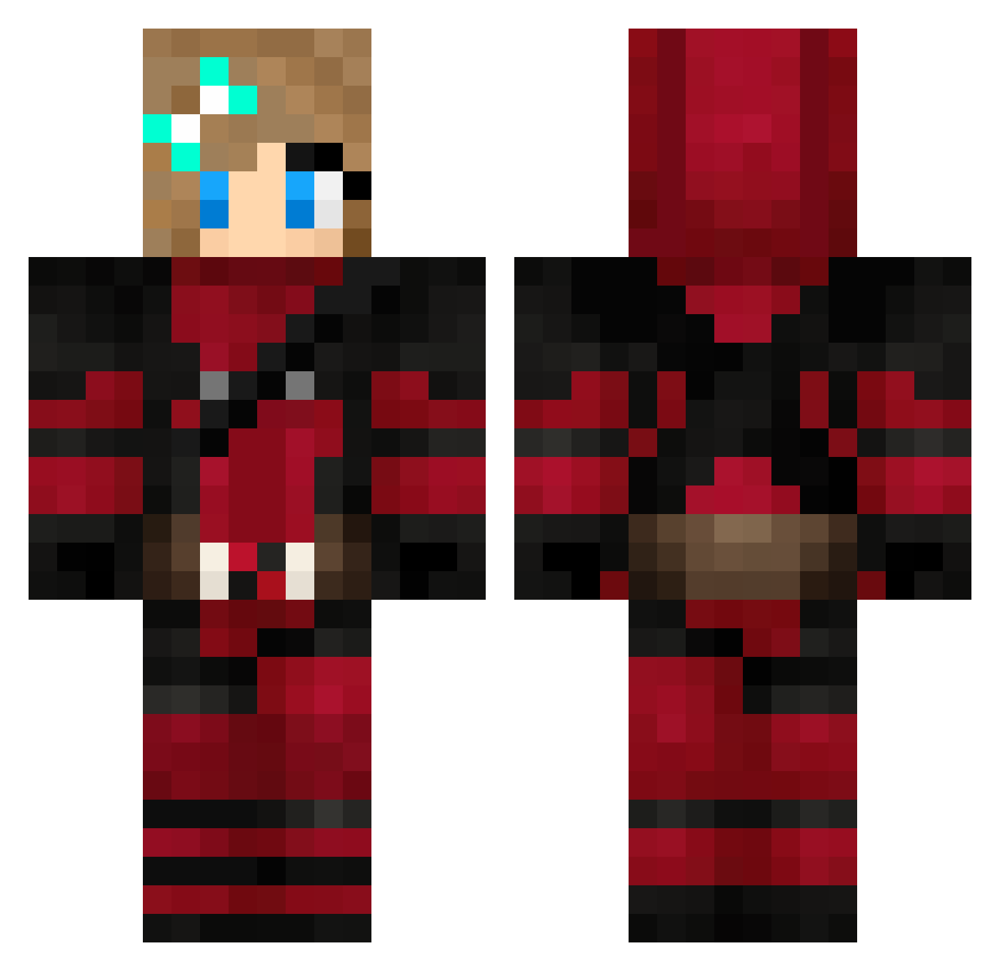 TocameLaCola Minecraft skin, front and back view