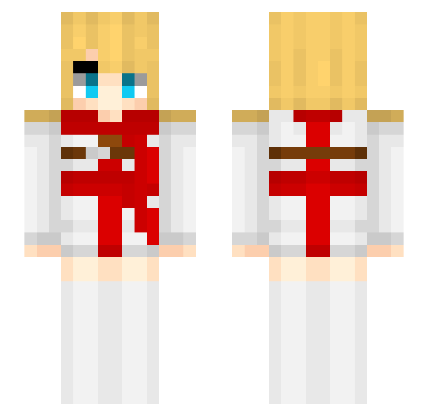 Hansioux Minecraft skin, front and back view
