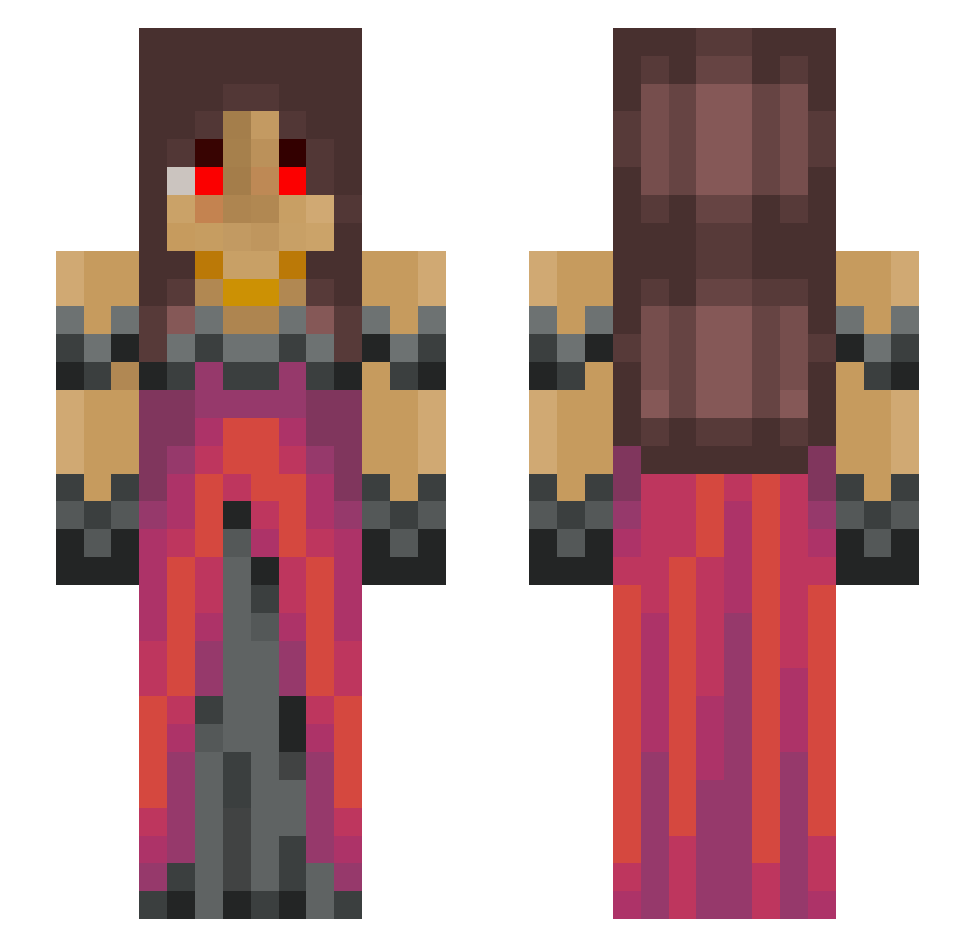Witheredly Minecraft skin, front and back view