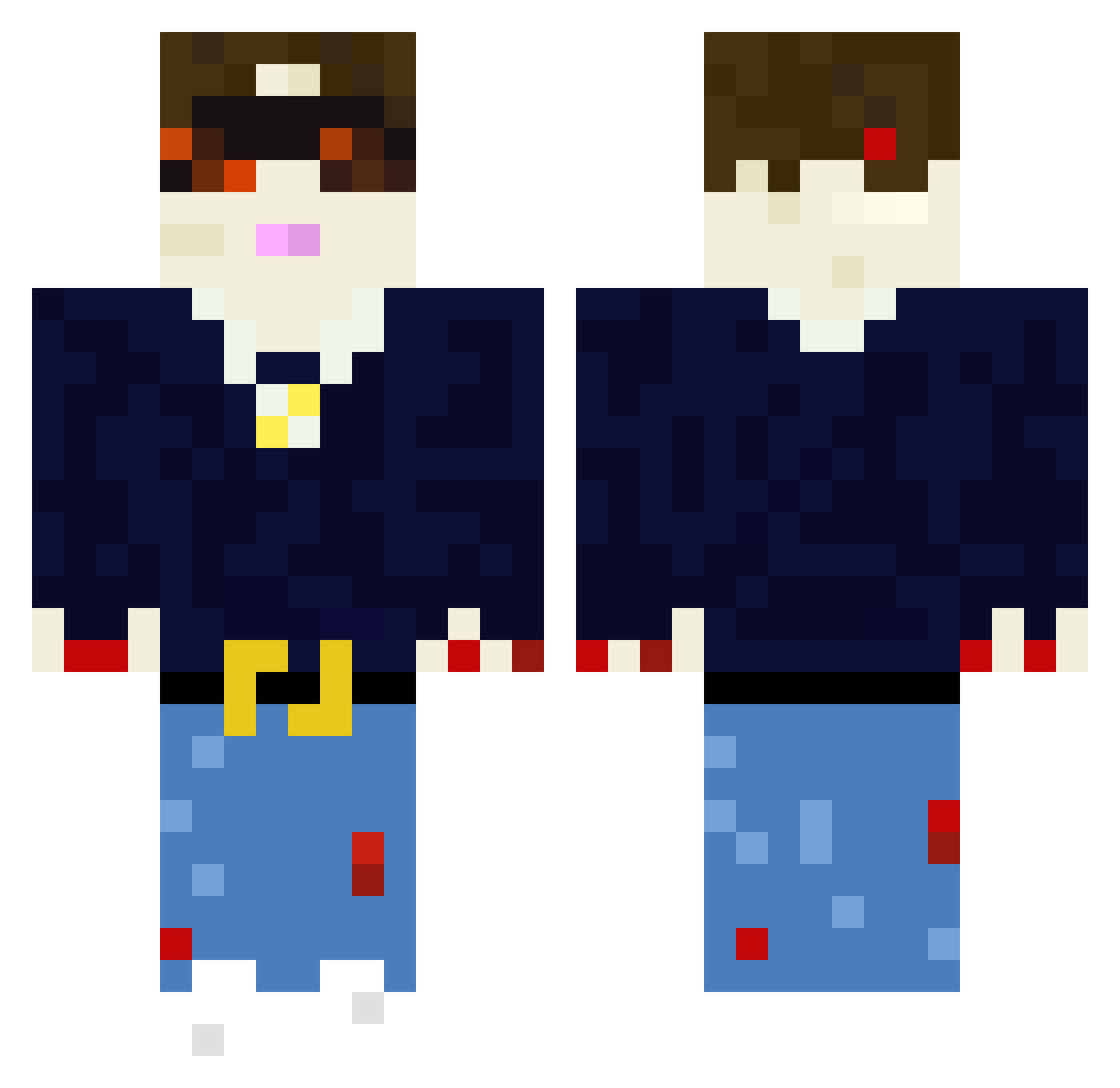 Removed Minecraft skin, front and back view