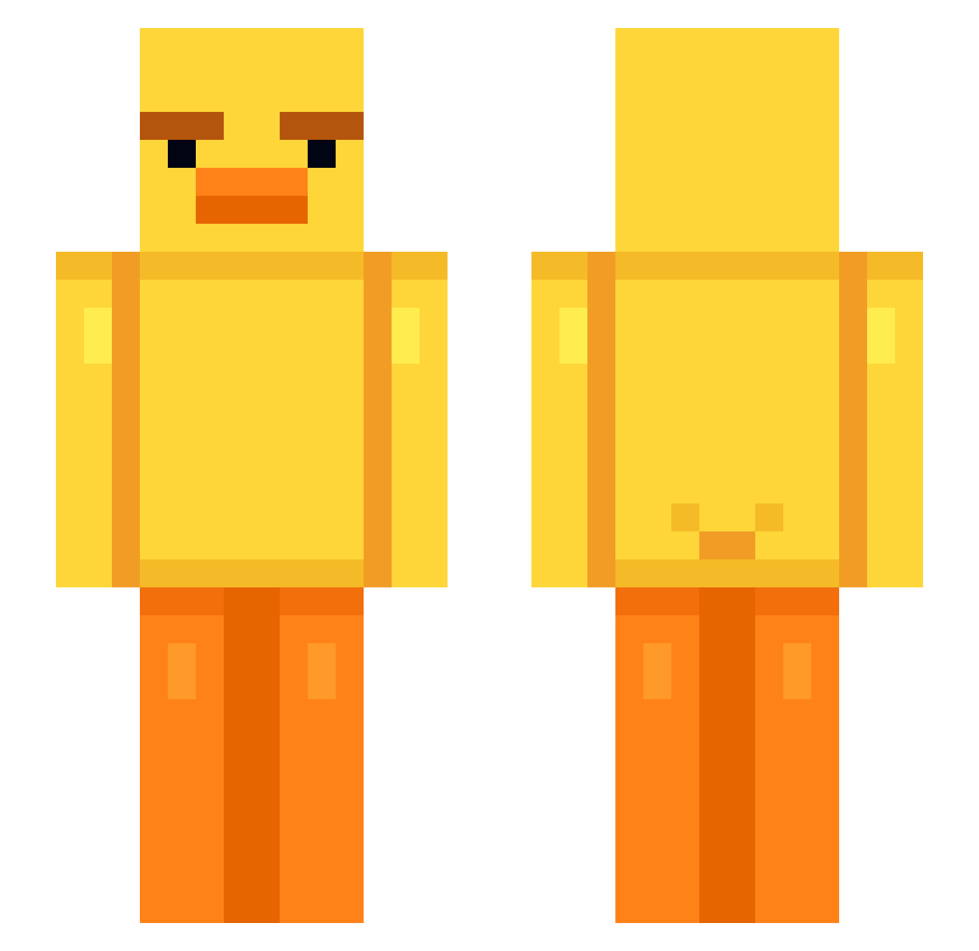 UniverseJ Minecraft skin, front and back view