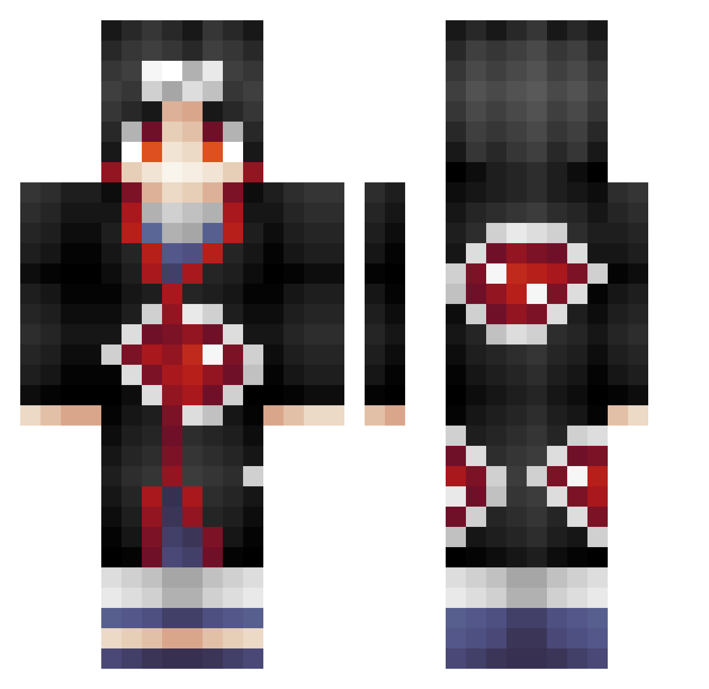 Sebasz8 Minecraft skin, front and back view