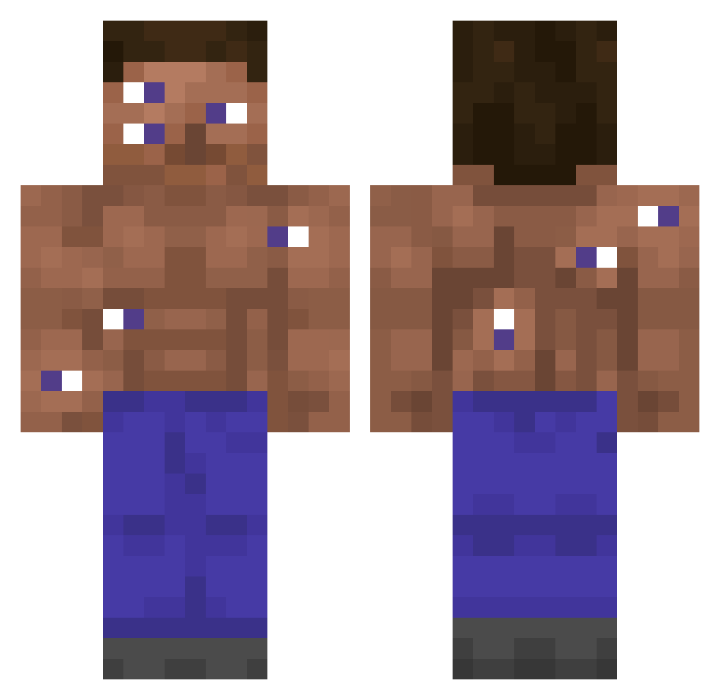 raqical Minecraft skin, front and back view