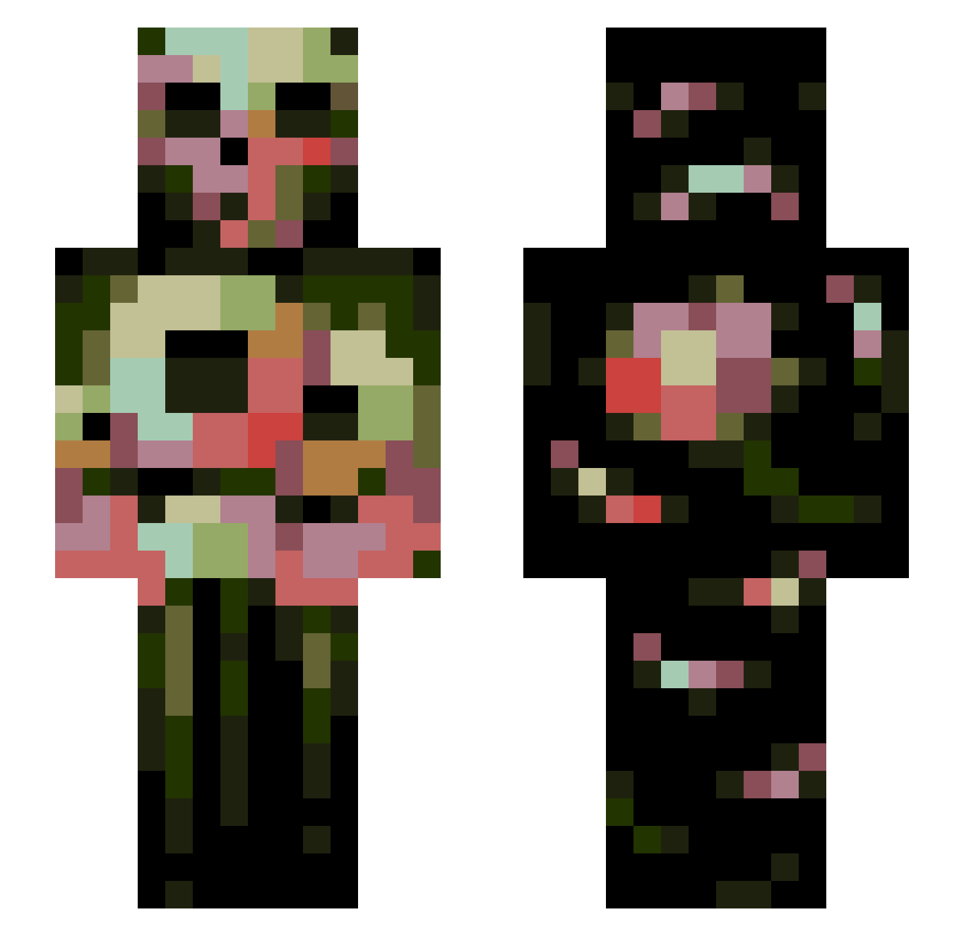 Zunonym Minecraft skin, front and back view