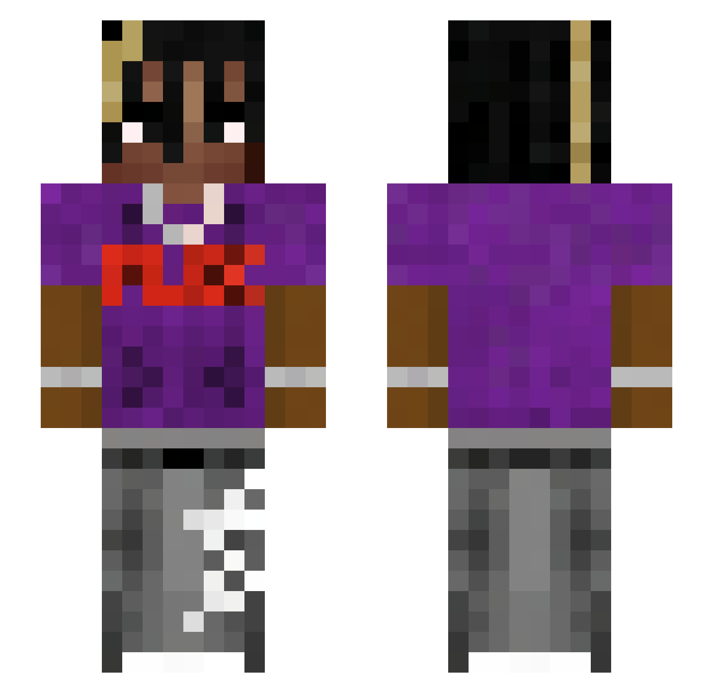 staramix Minecraft skin, front and back view