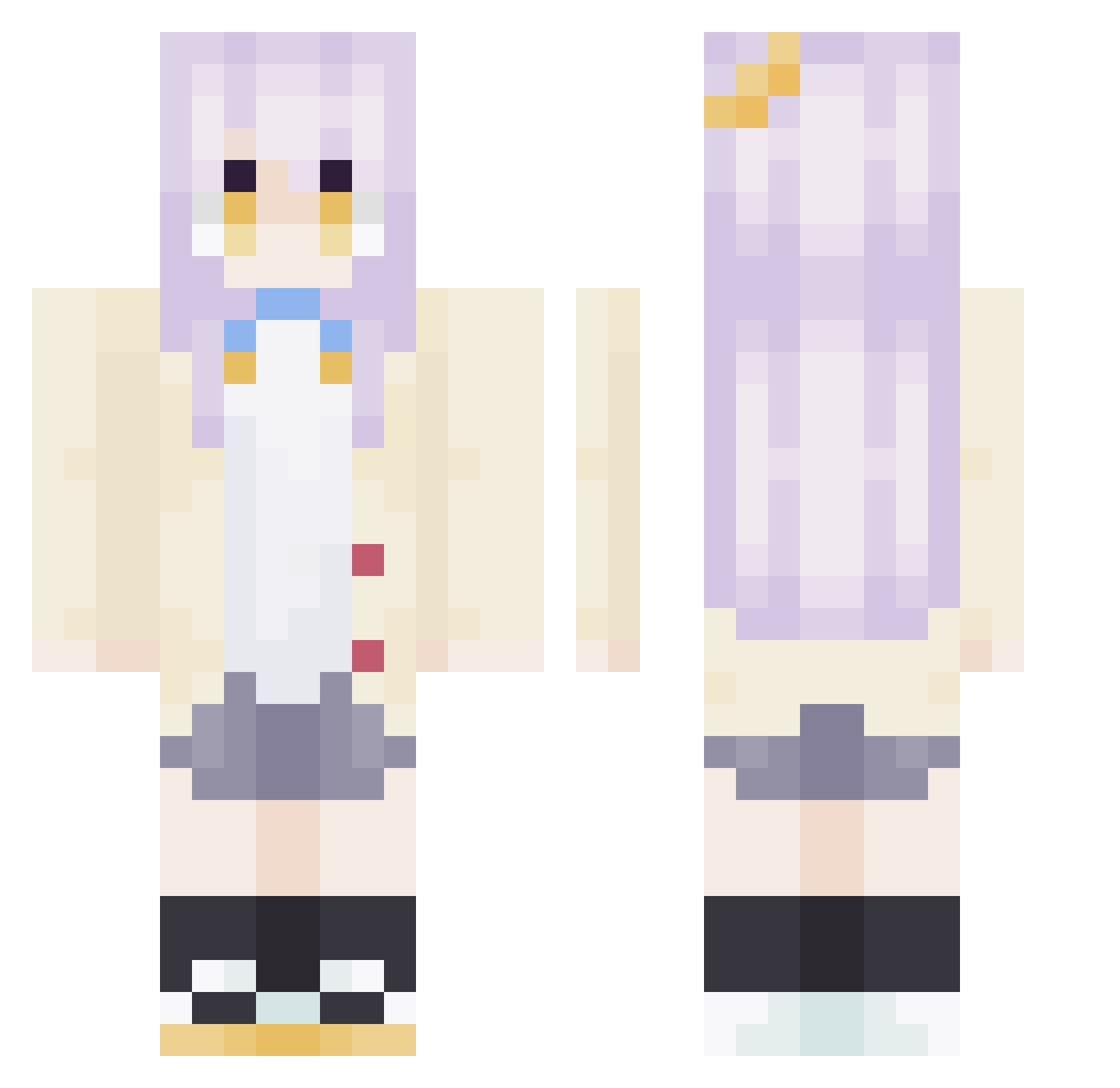 iloveahrireroll Minecraft skin, front and back view