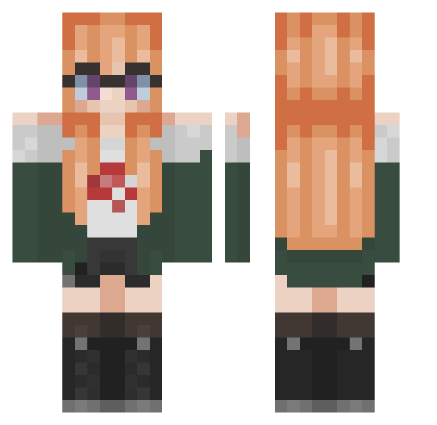 CyrusHexx Minecraft skin, front and back view