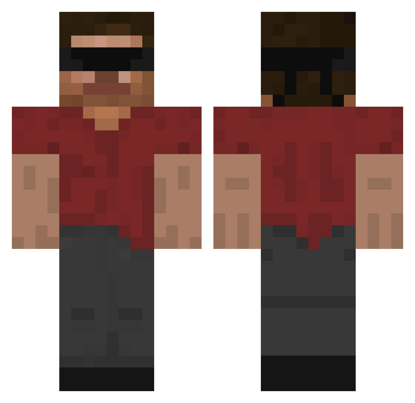 lolwut97 Minecraft skin, front and back view