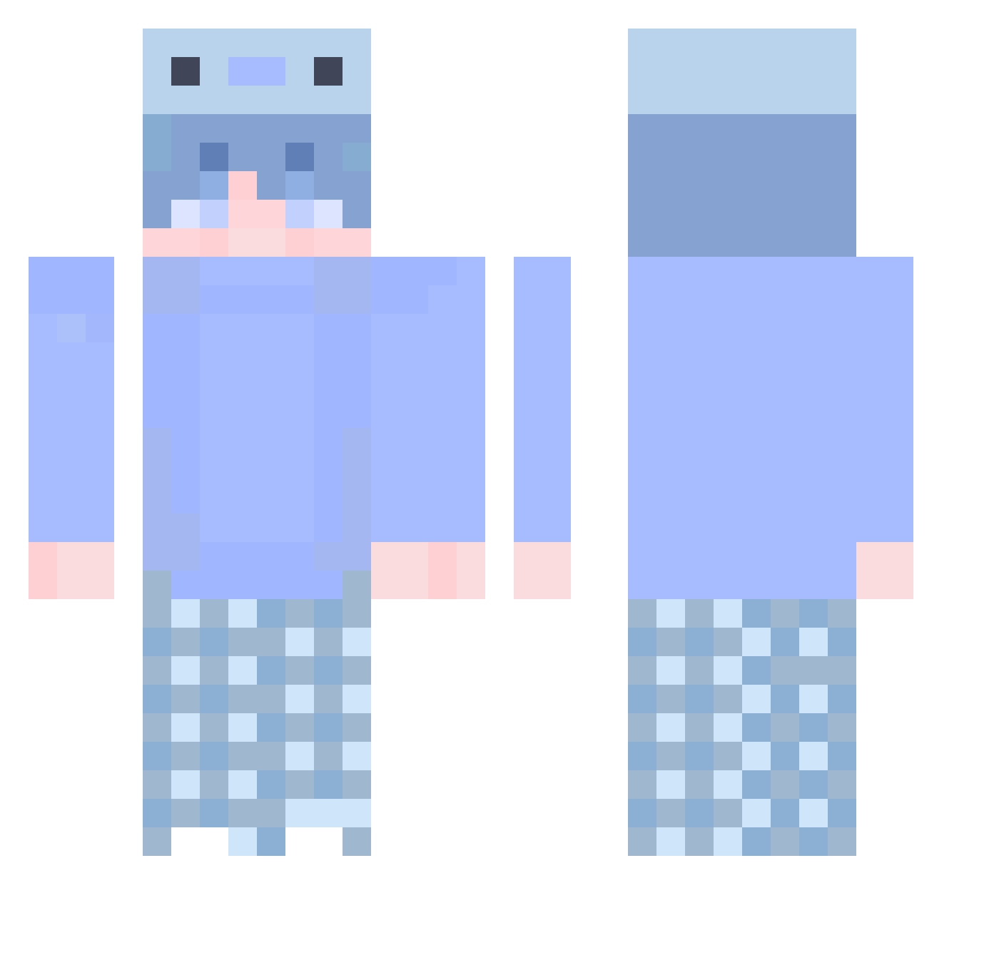 Clxp555 Minecraft skin, front and back view