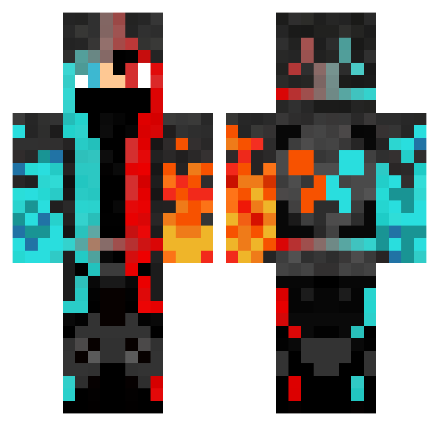 ElementalDragonu Minecraft skin, front and back view