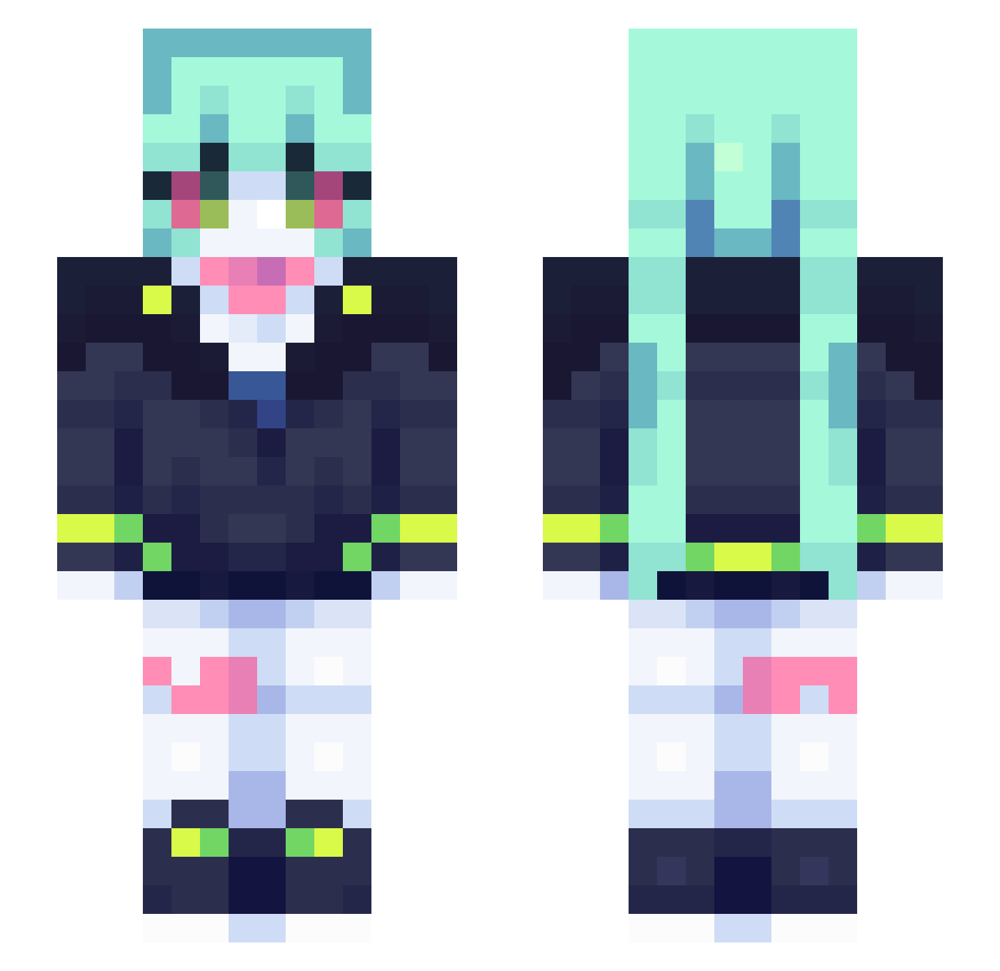 Truetax Minecraft skin, front and back view