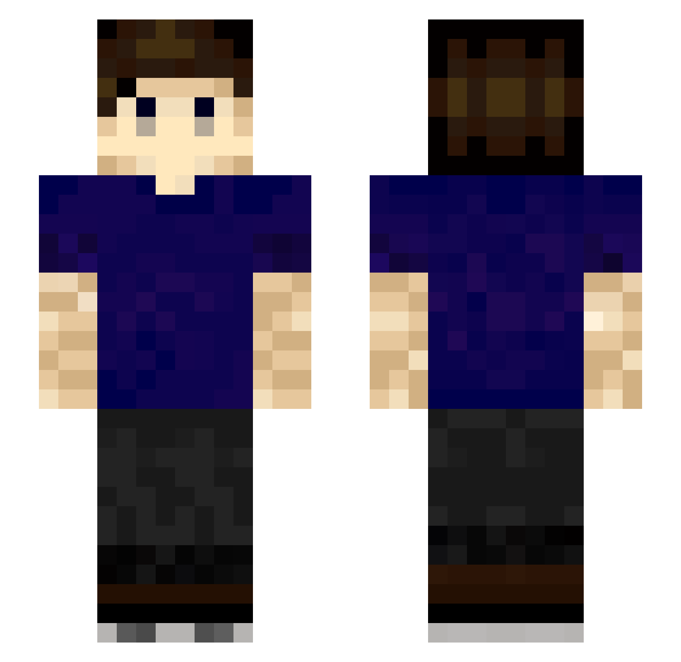 ShubaGoose Minecraft skin, front and back view