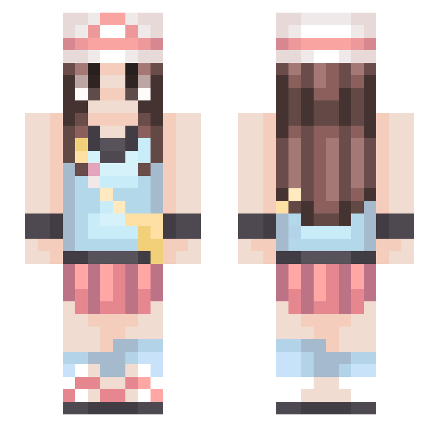 YaremTP Minecraft skin, front and back view