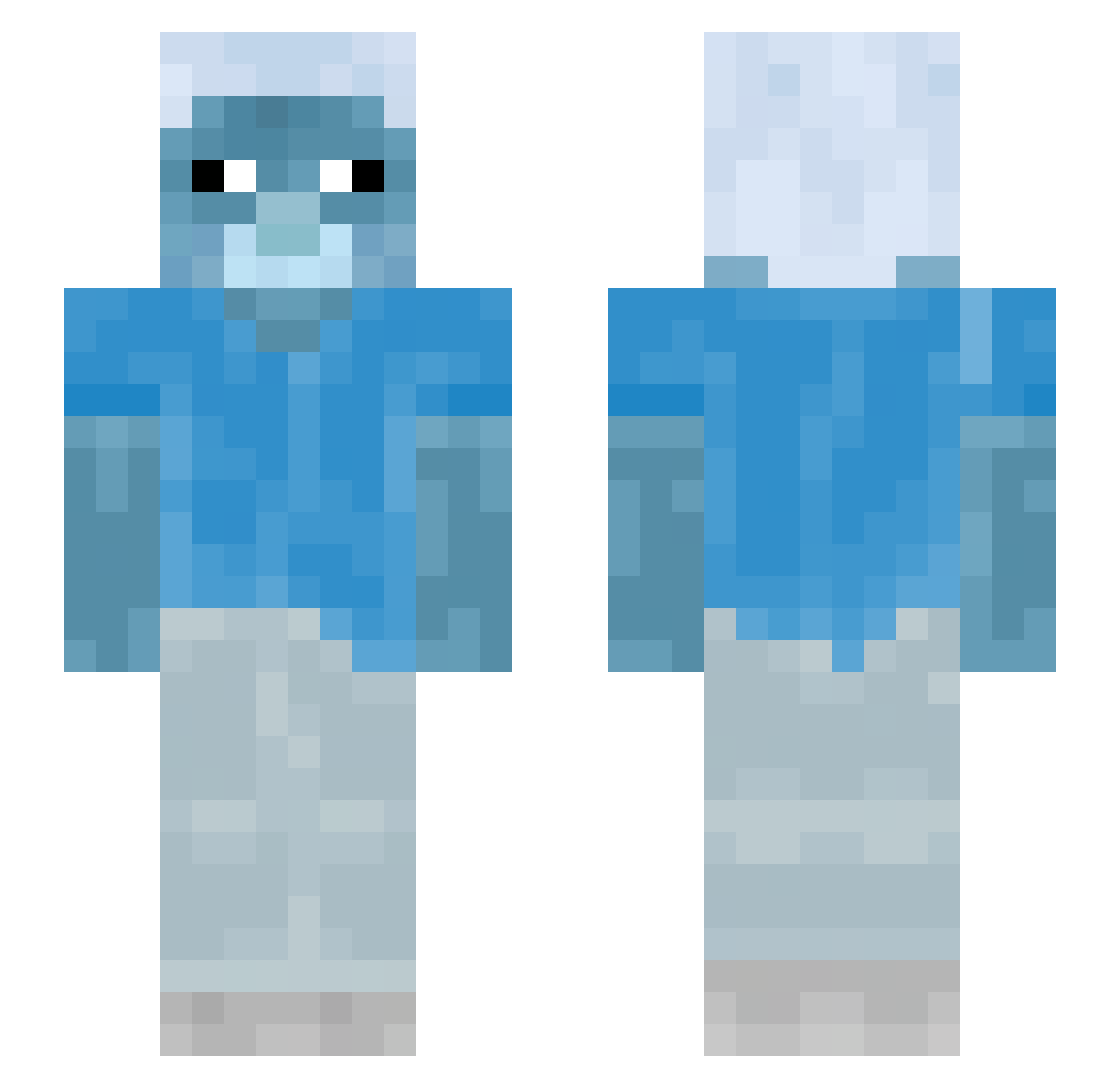 NVOZ Minecraft skin, front and back view