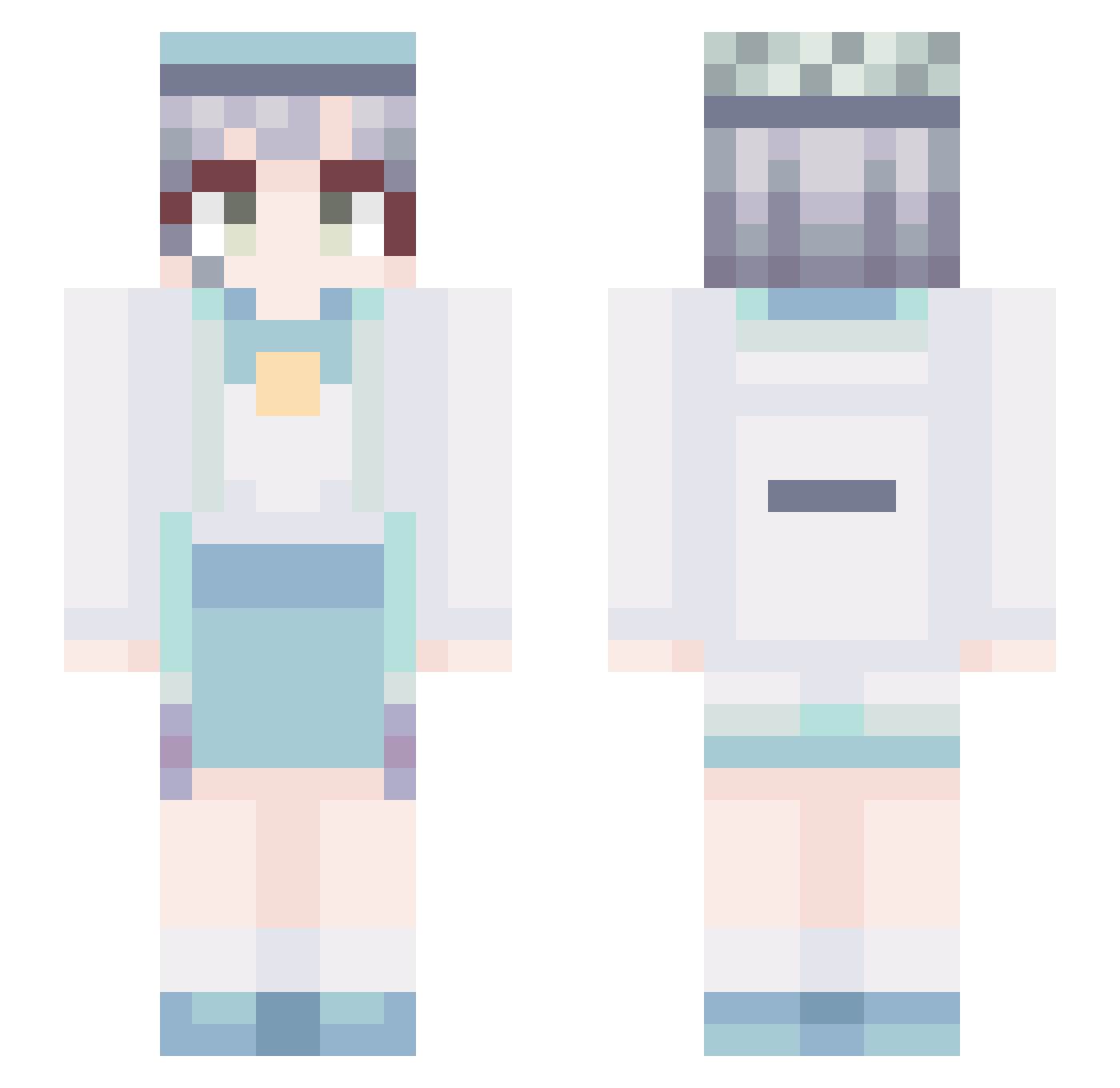 XLZemis Minecraft skin, front and back view
