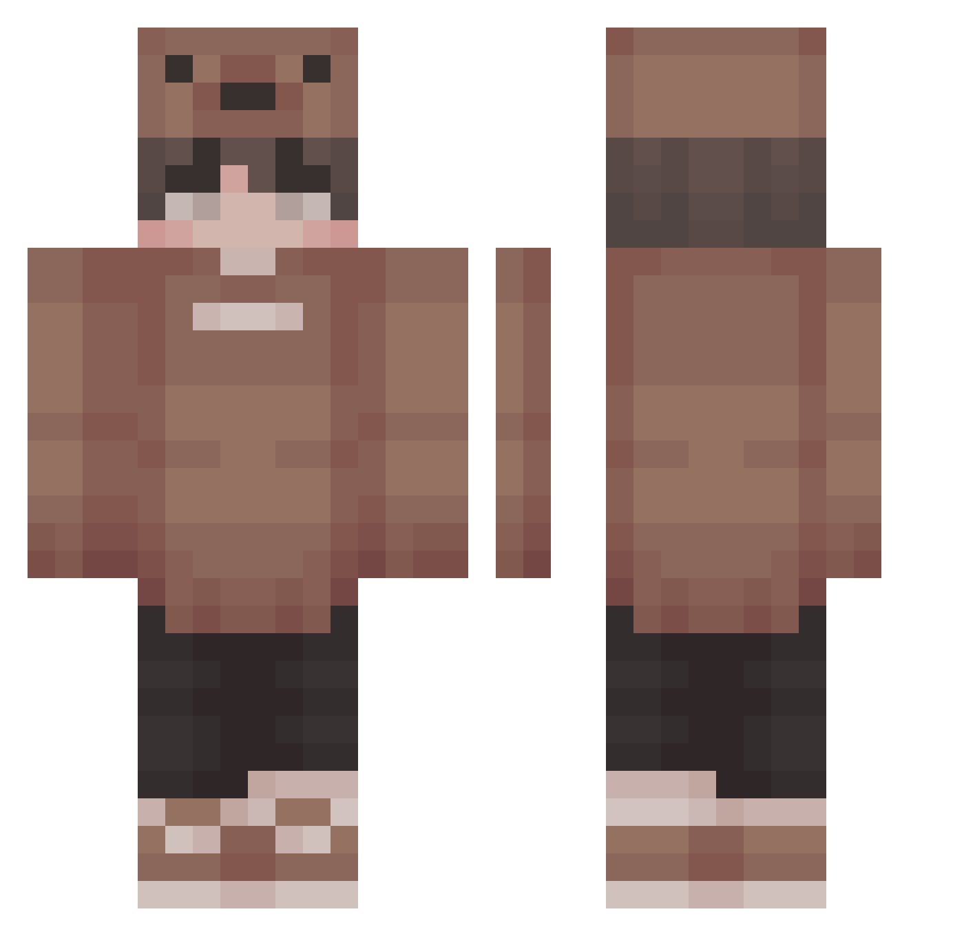 Zubfficial Minecraft skin, front and back view