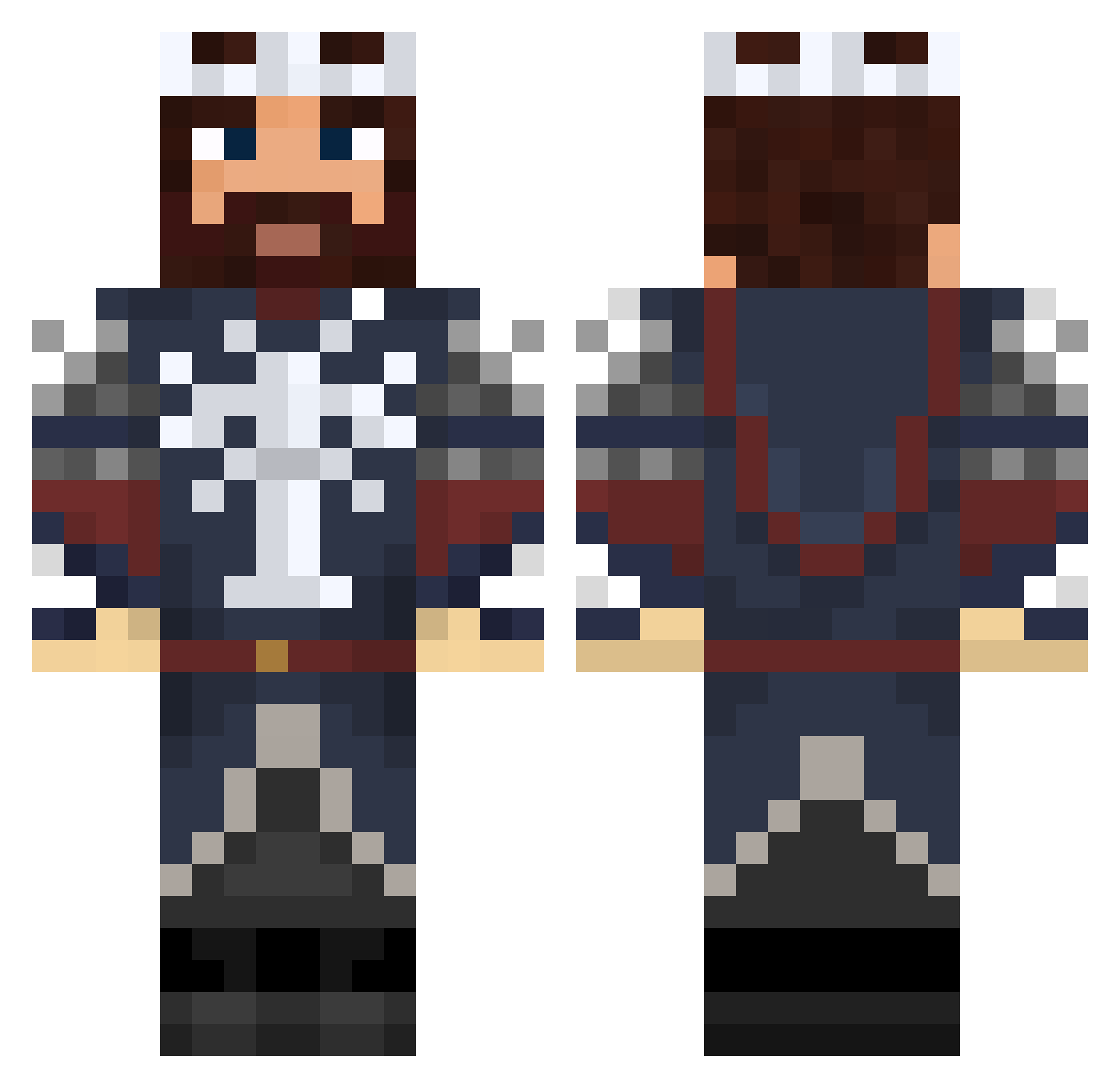 Minertoss Minecraft skin, front and back view