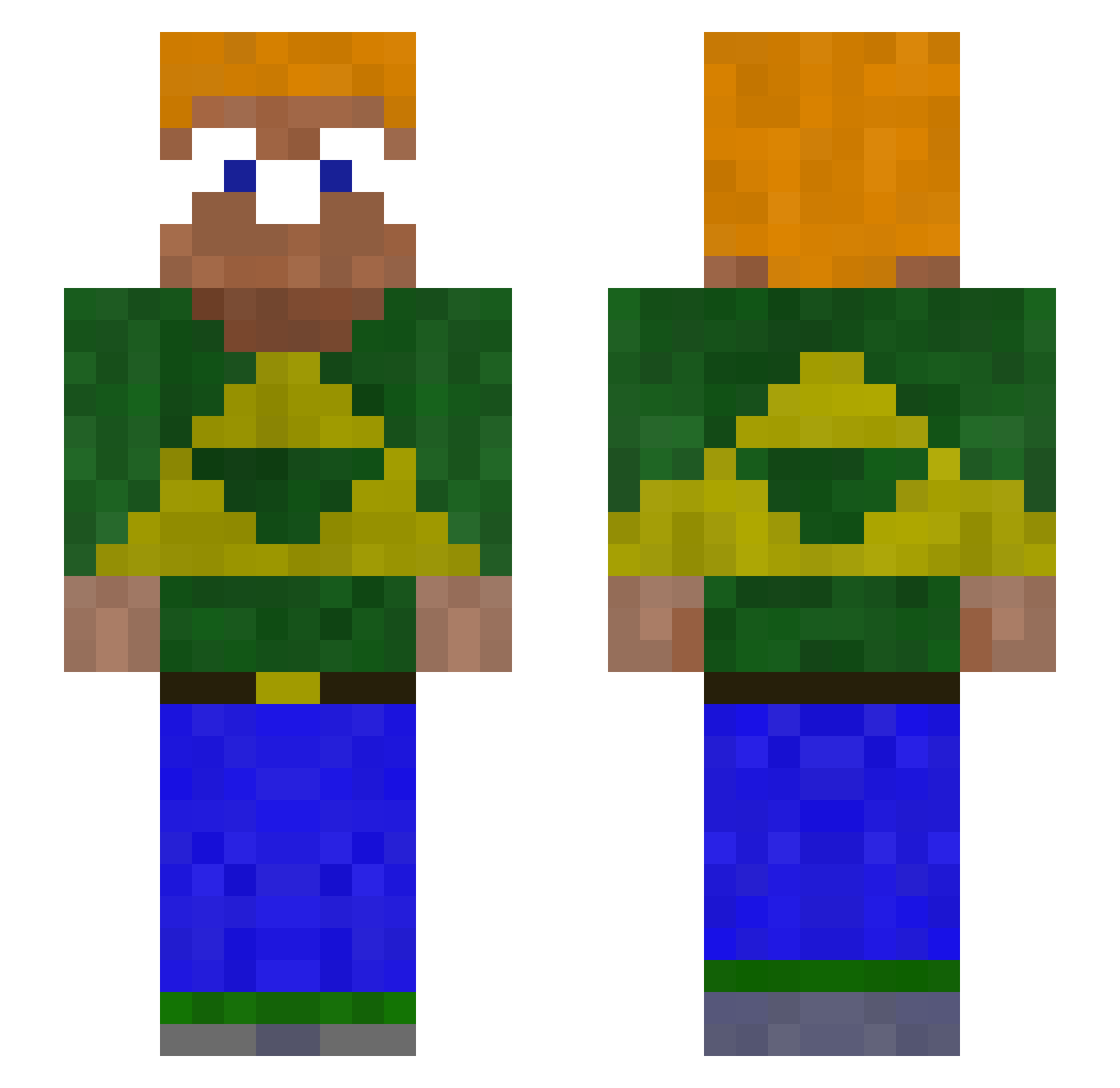 Tynwald Minecraft skin, front and back view