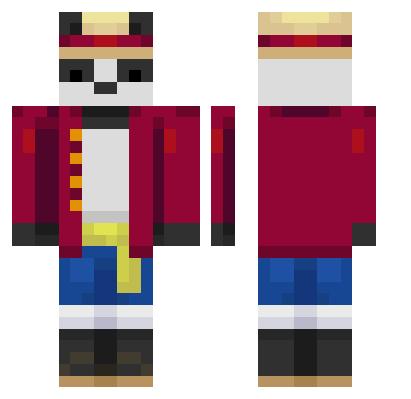 WizardPanda345 Minecraft skin, front and back view