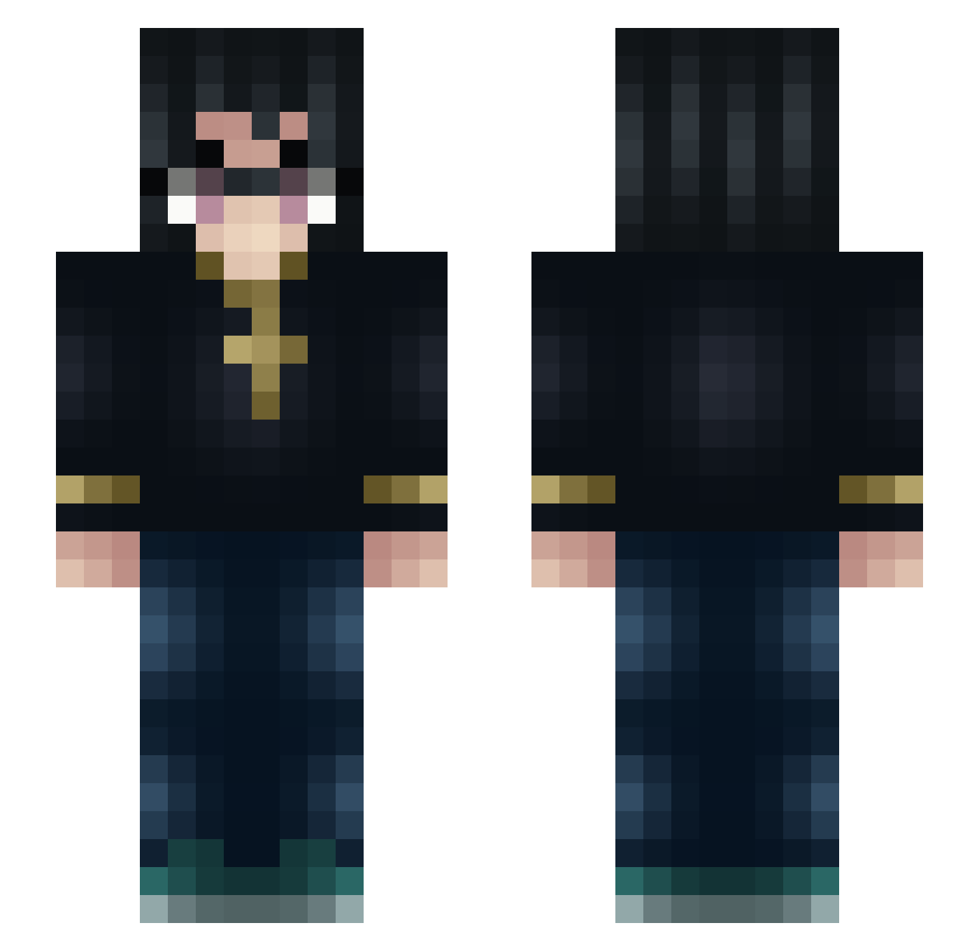 Groveling Minecraft skin, front and back view