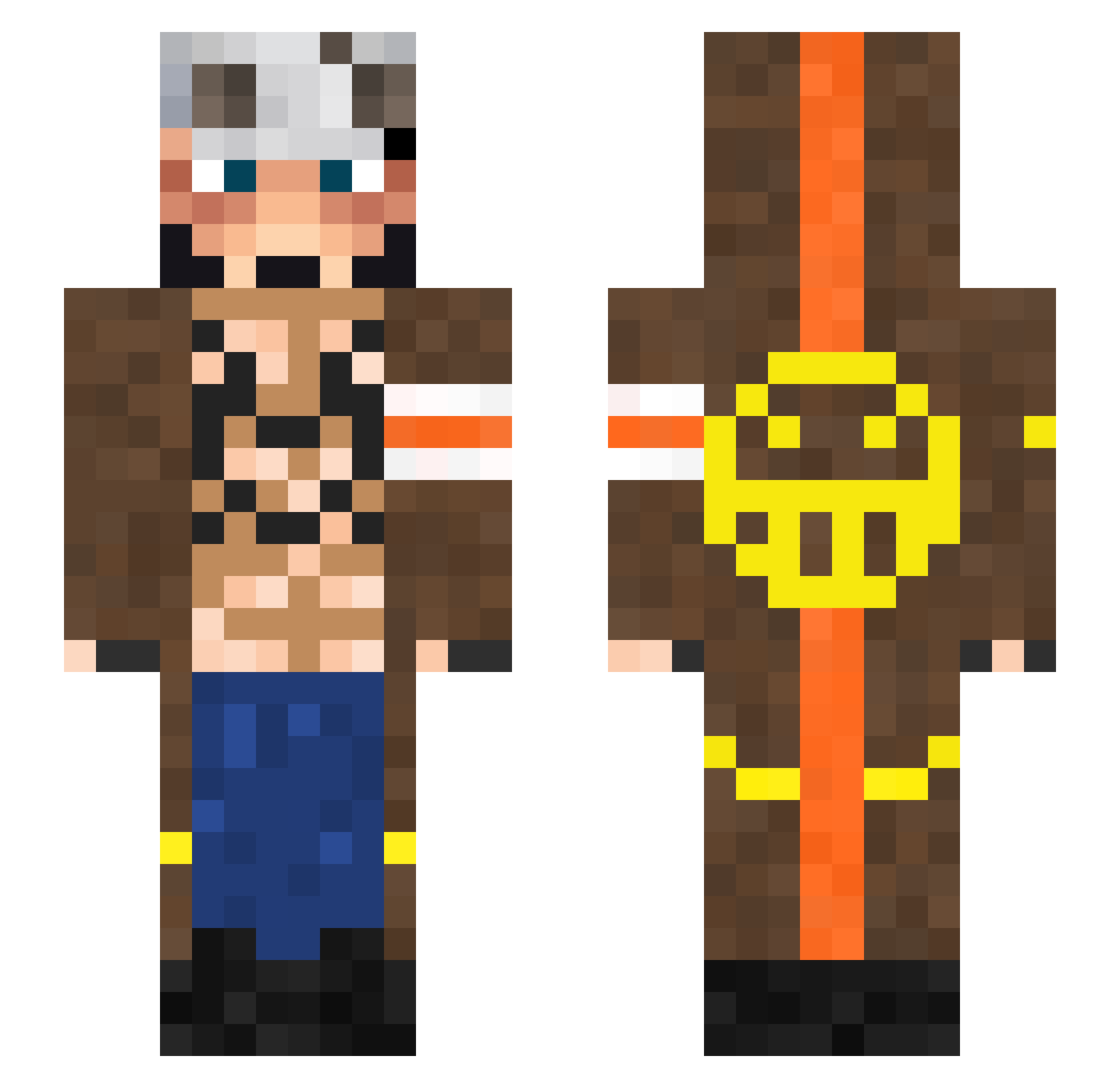 Tx4r9 Minecraft skin, front and back view