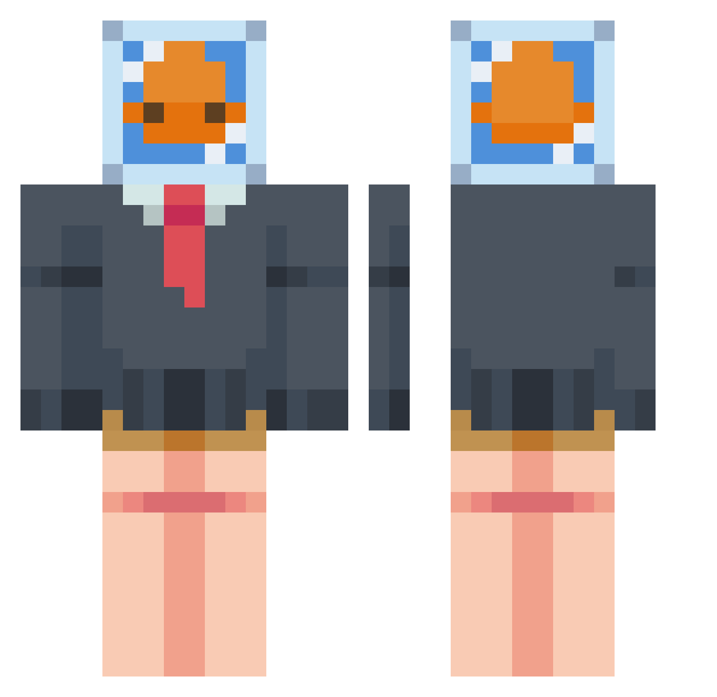 WhitefishBH Minecraft skin, front and back view