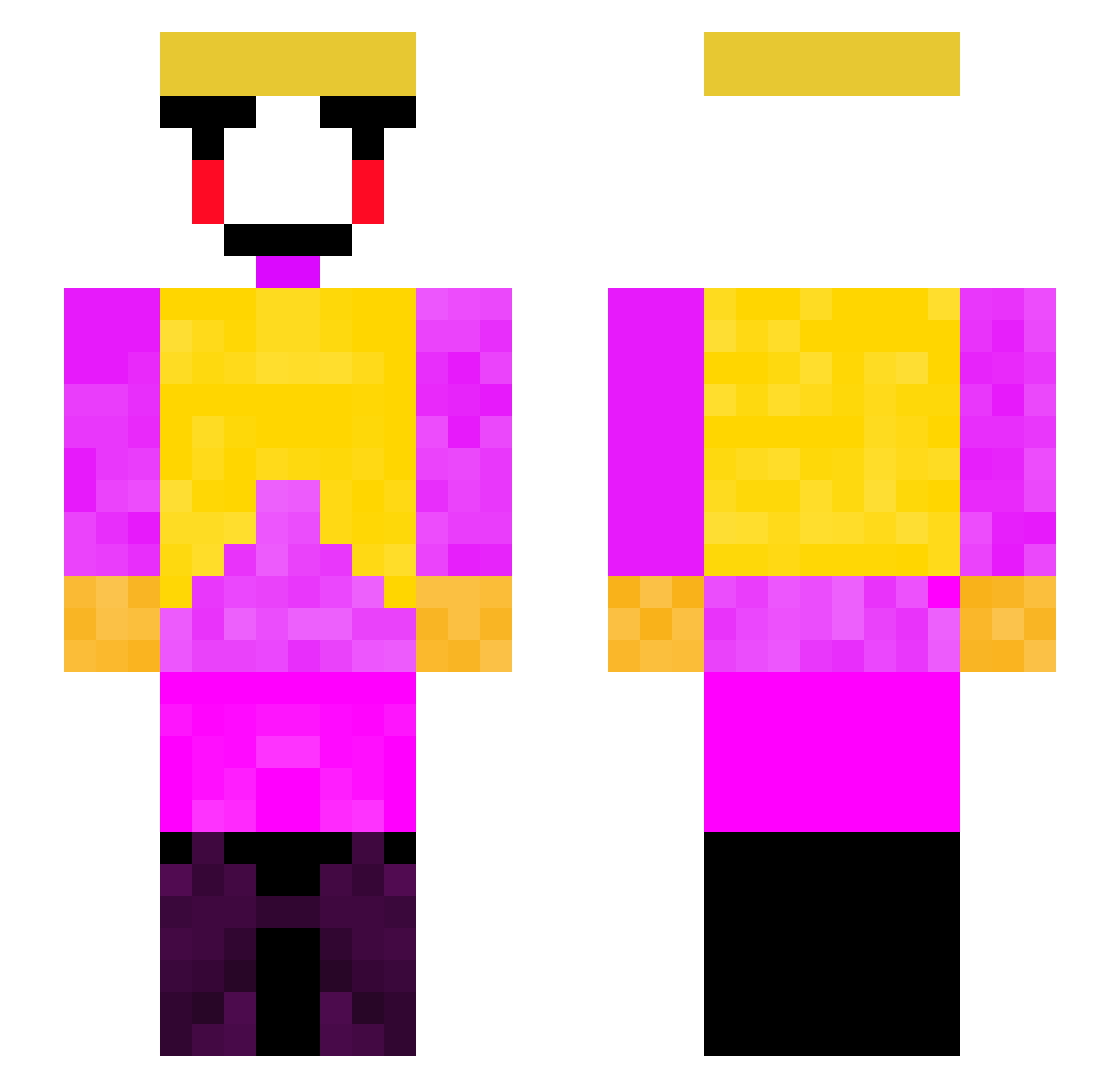 BirdyFlan Minecraft skin, front and back view