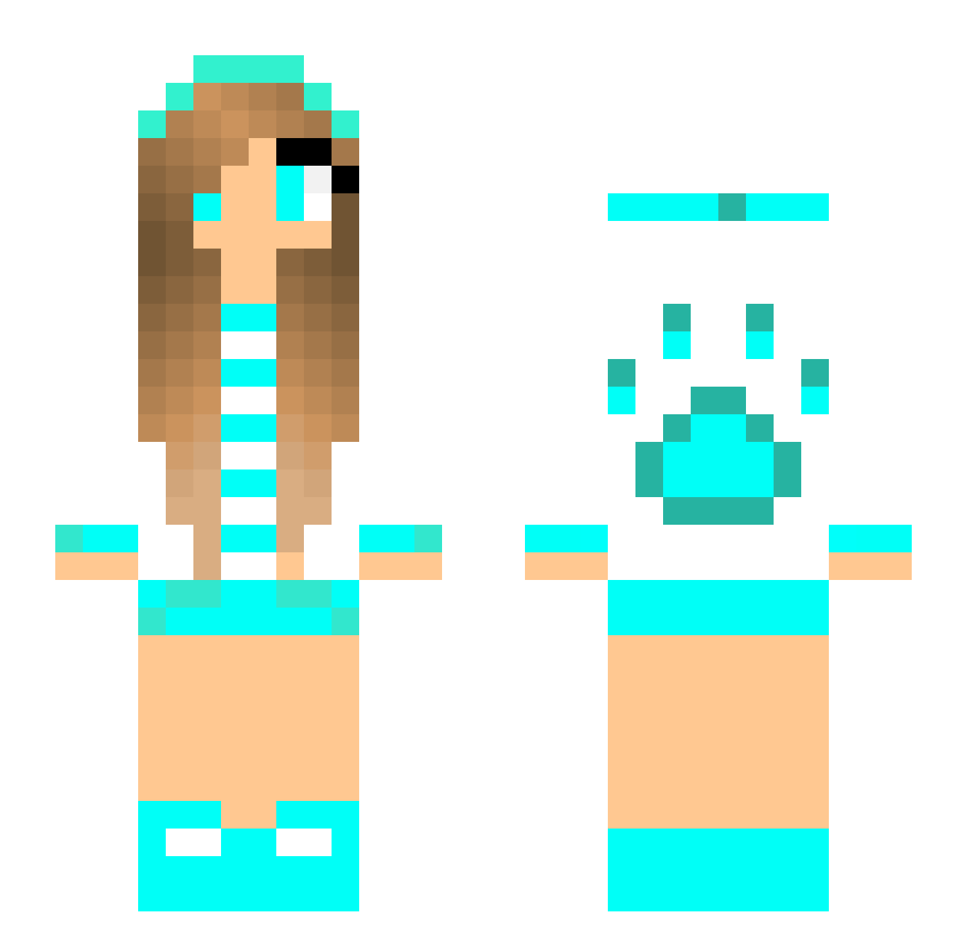 Claudetta Minecraft skin, front and back view