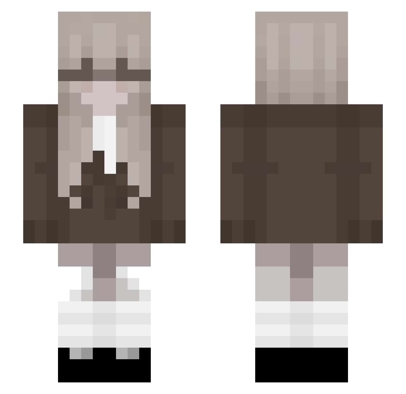 unausgesprochen Minecraft skin, front and back view