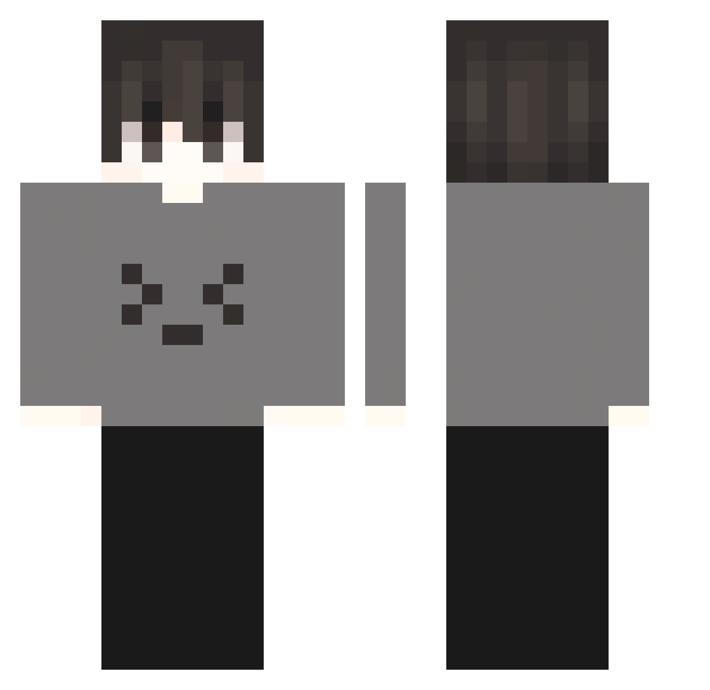 PASTERZ1234 Minecraft skin, front and back view