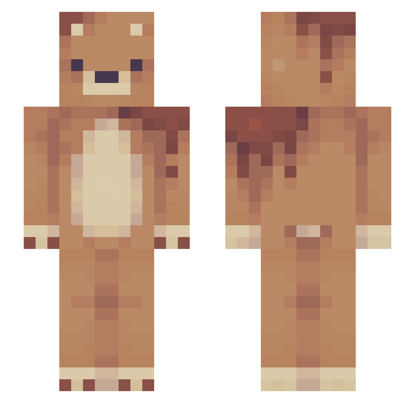 BearBoyPlaysYT Minecraft skin, front and back view
