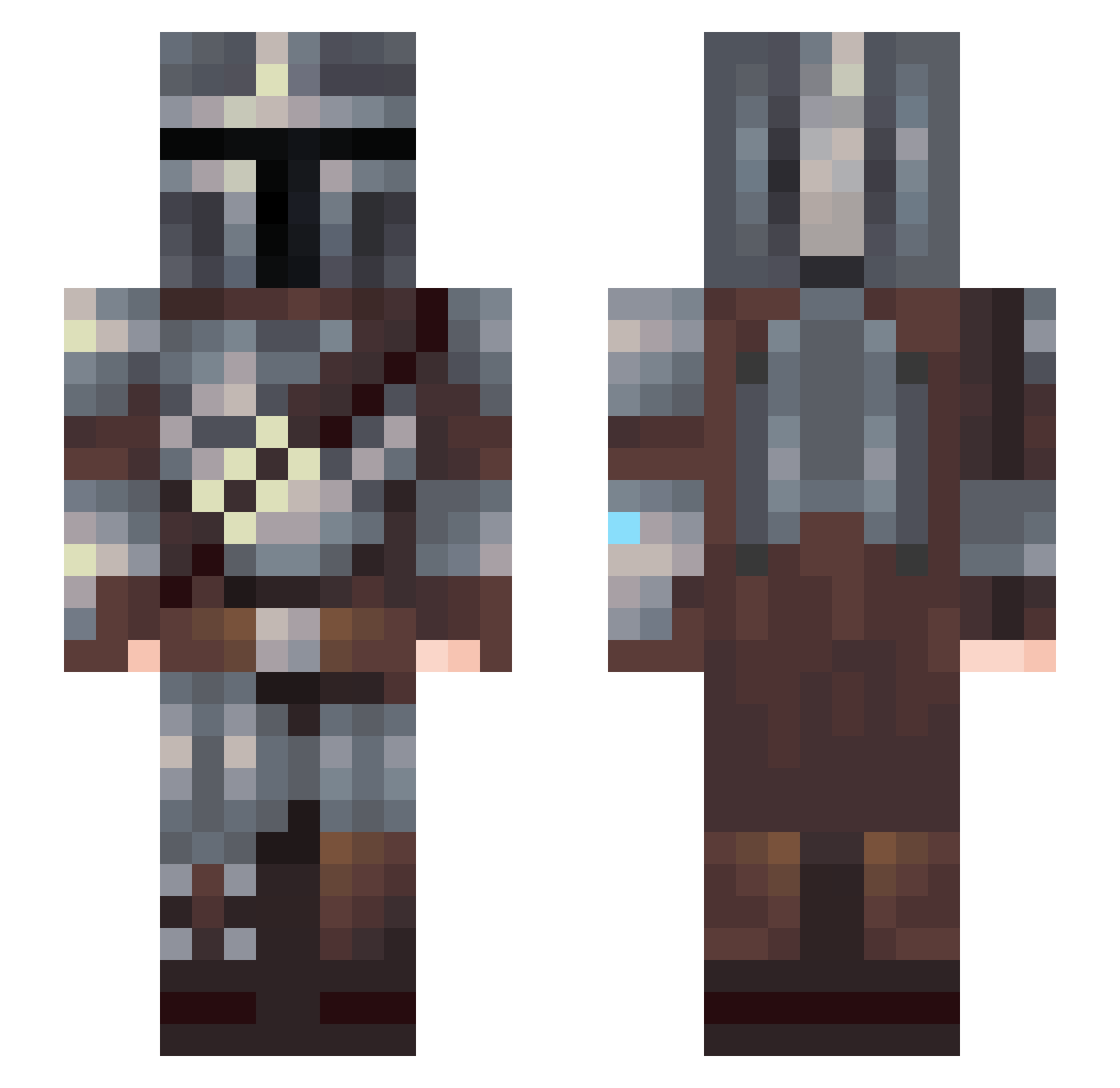 H3ffn3r Minecraft skin, front and back view