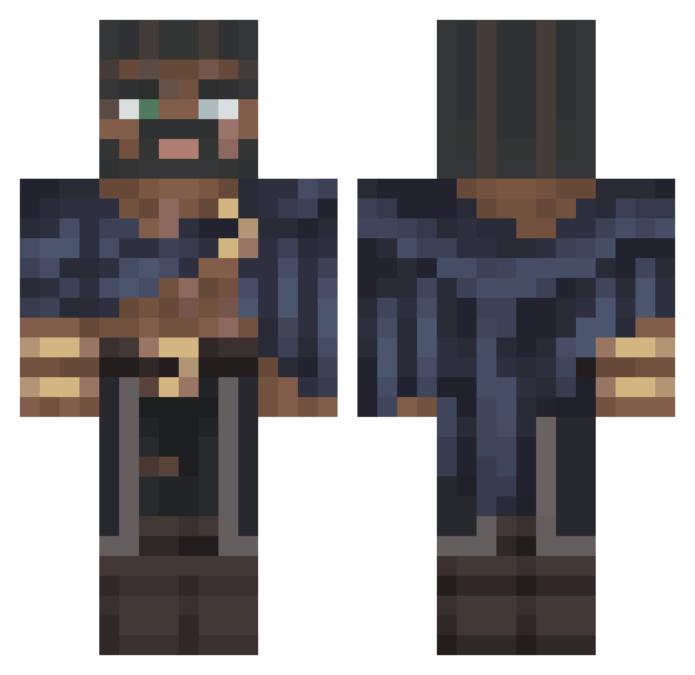 Menthex Minecraft skin, front and back view