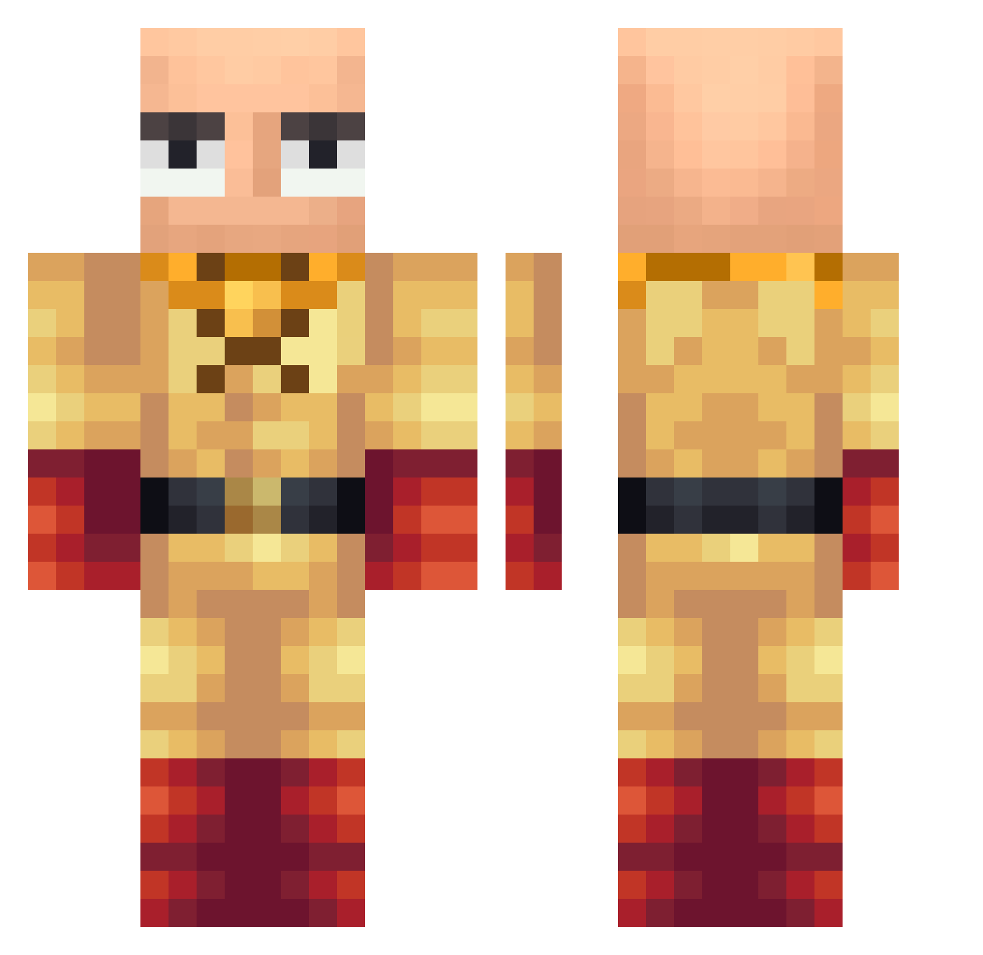 Dance_gorilla Minecraft skin, front and back view