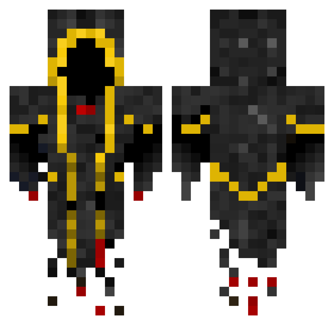 stuxel Minecraft skin, front and back view