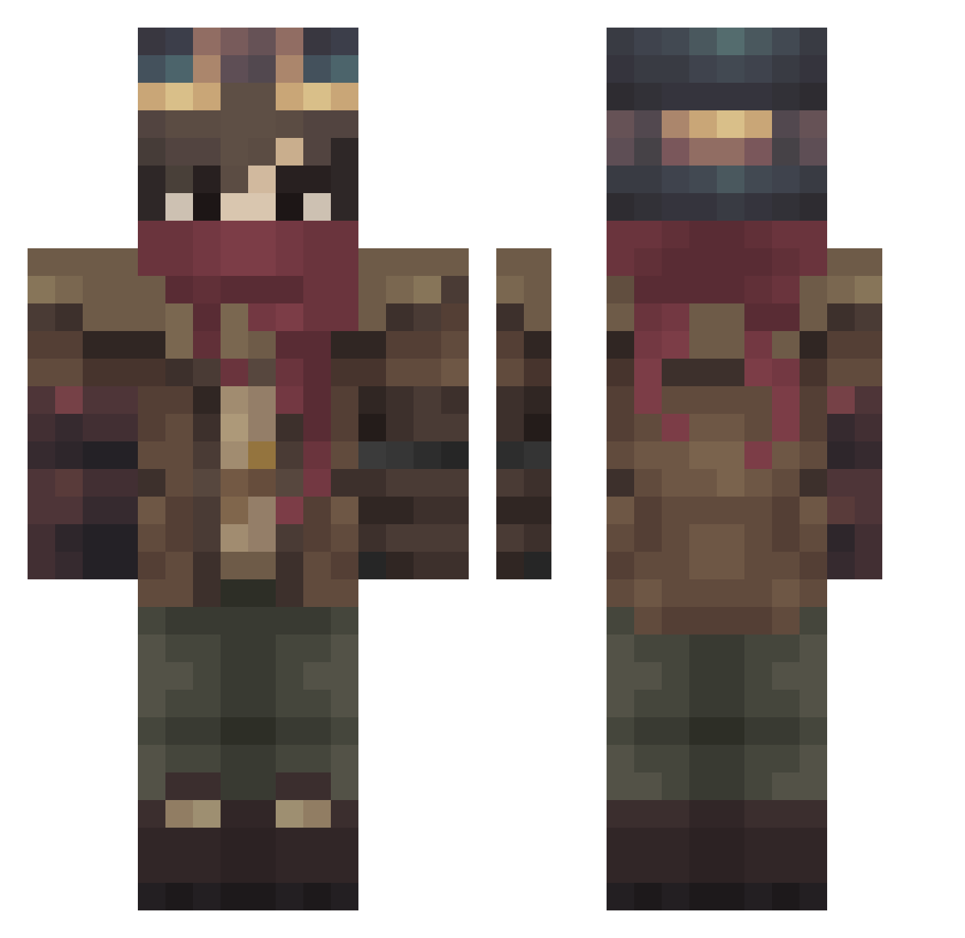 xRxie Minecraft skin, front and back view