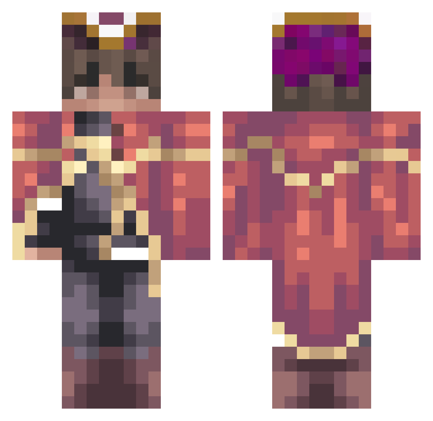 Globaltoka Minecraft skin, front and back view